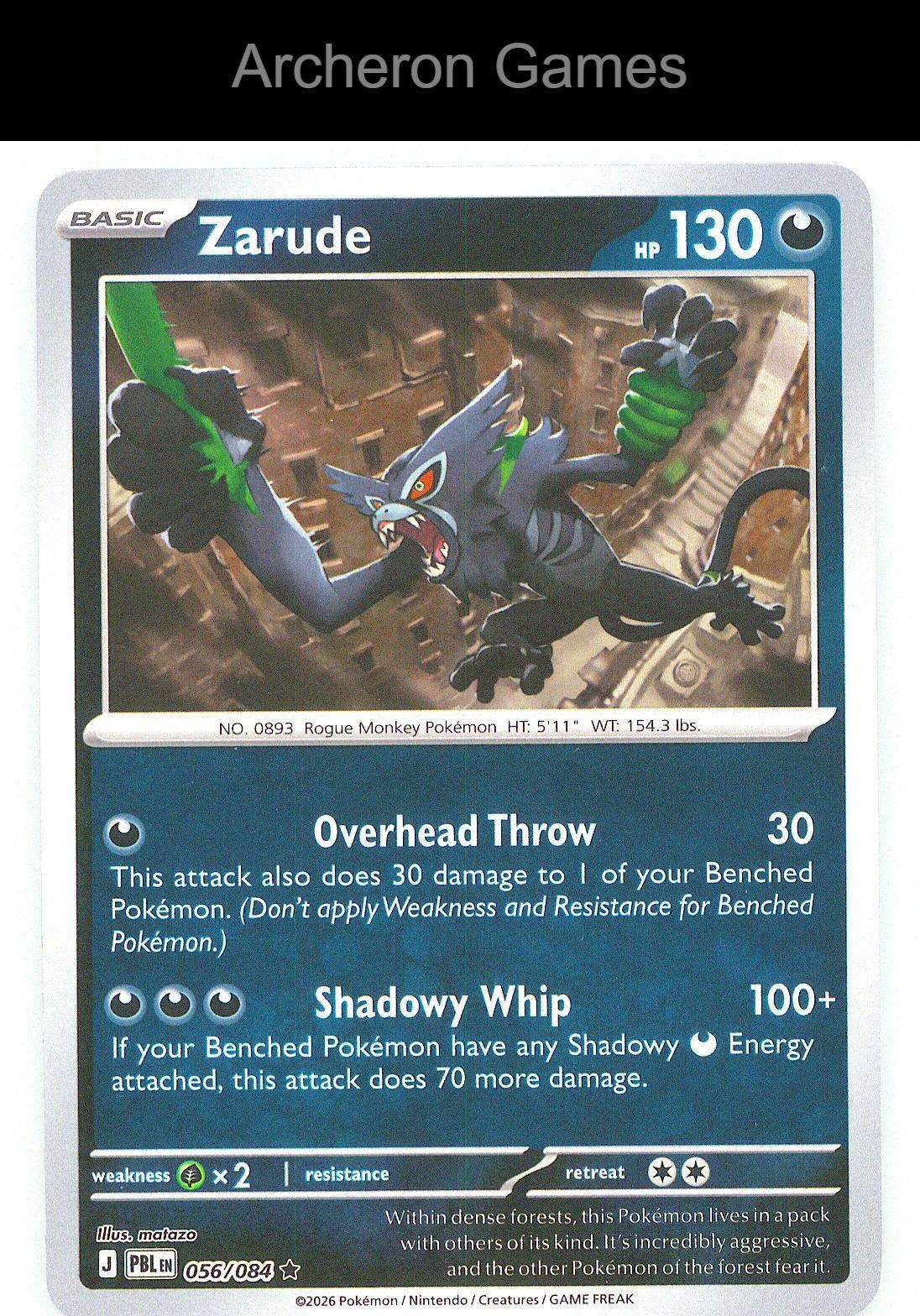 Pokemon Card Zarude ME05 056/084 R Pitch Black Reverse Holo