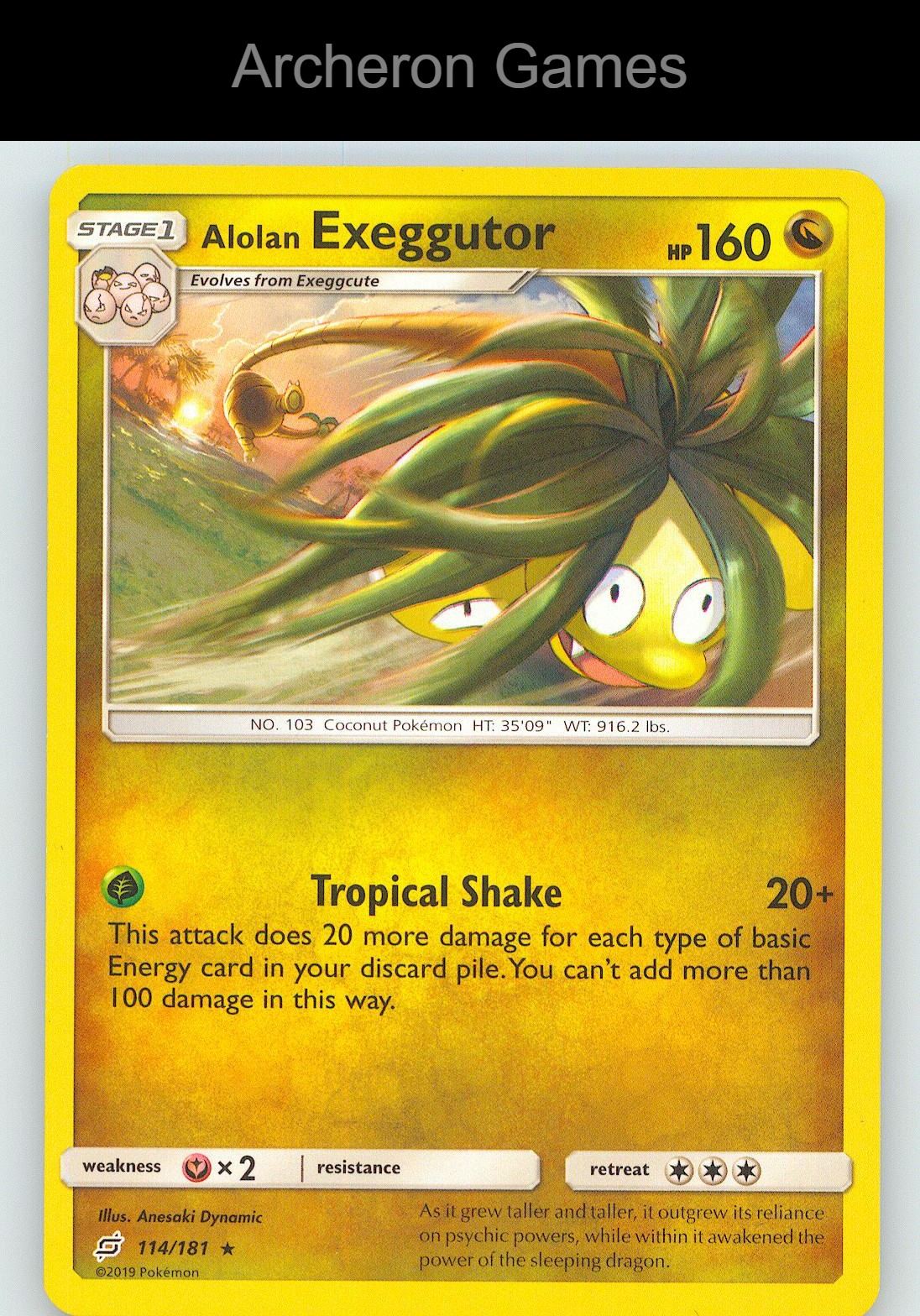 Pokemon Card Alolan Exeggutor TEU 114/181 R Team Up