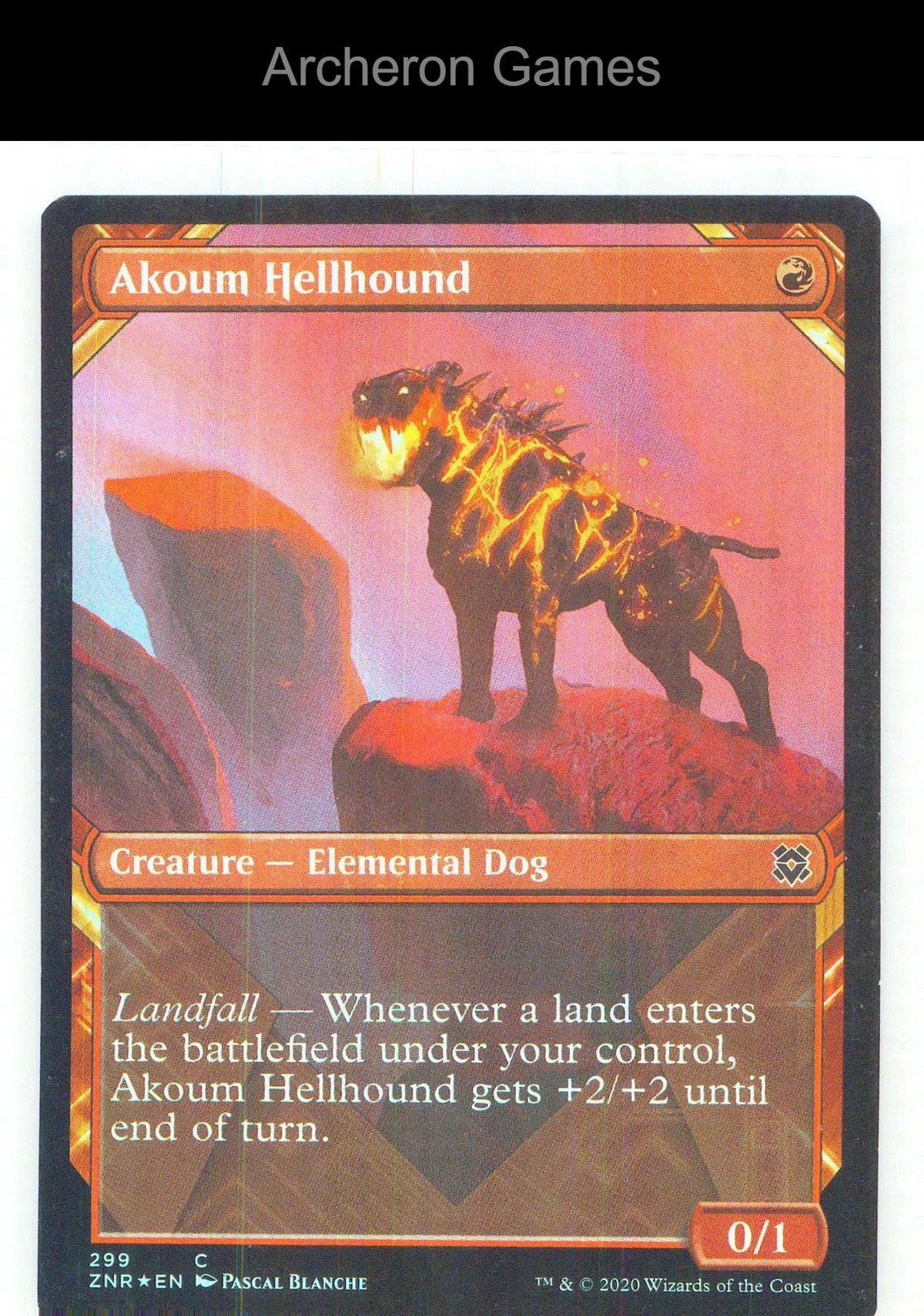 Akoum Hellhound (Showcase) ZNR 299 C MTG Card NM/EX+ Foil