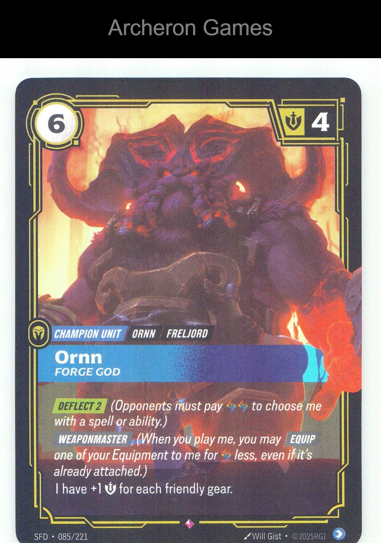 Ornn - Forge God SFD 085/221 R Spiritforged Riftbound Card Foil