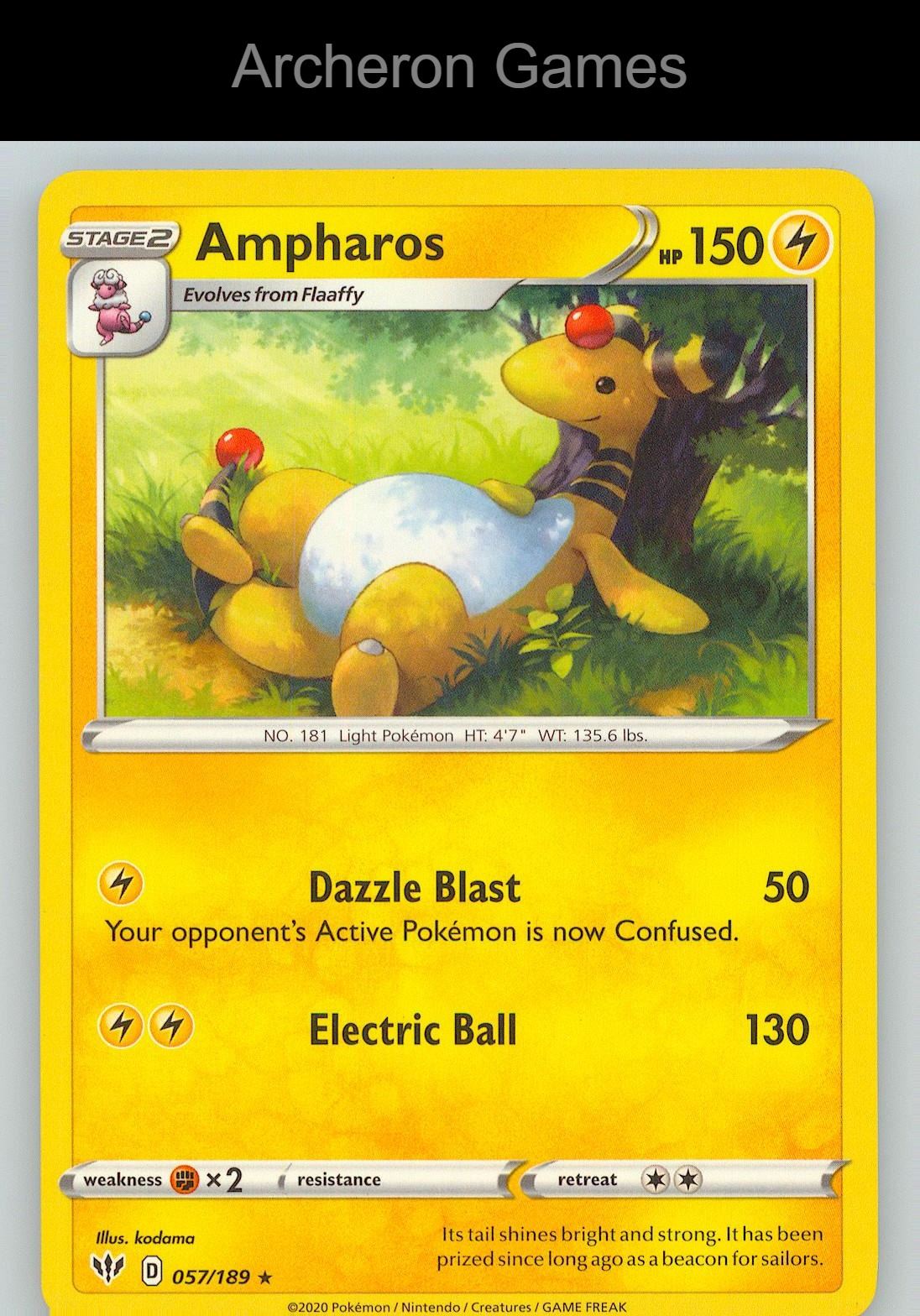Pokemon Card Ampharos DAA 057/189 R Darkness Ablaze