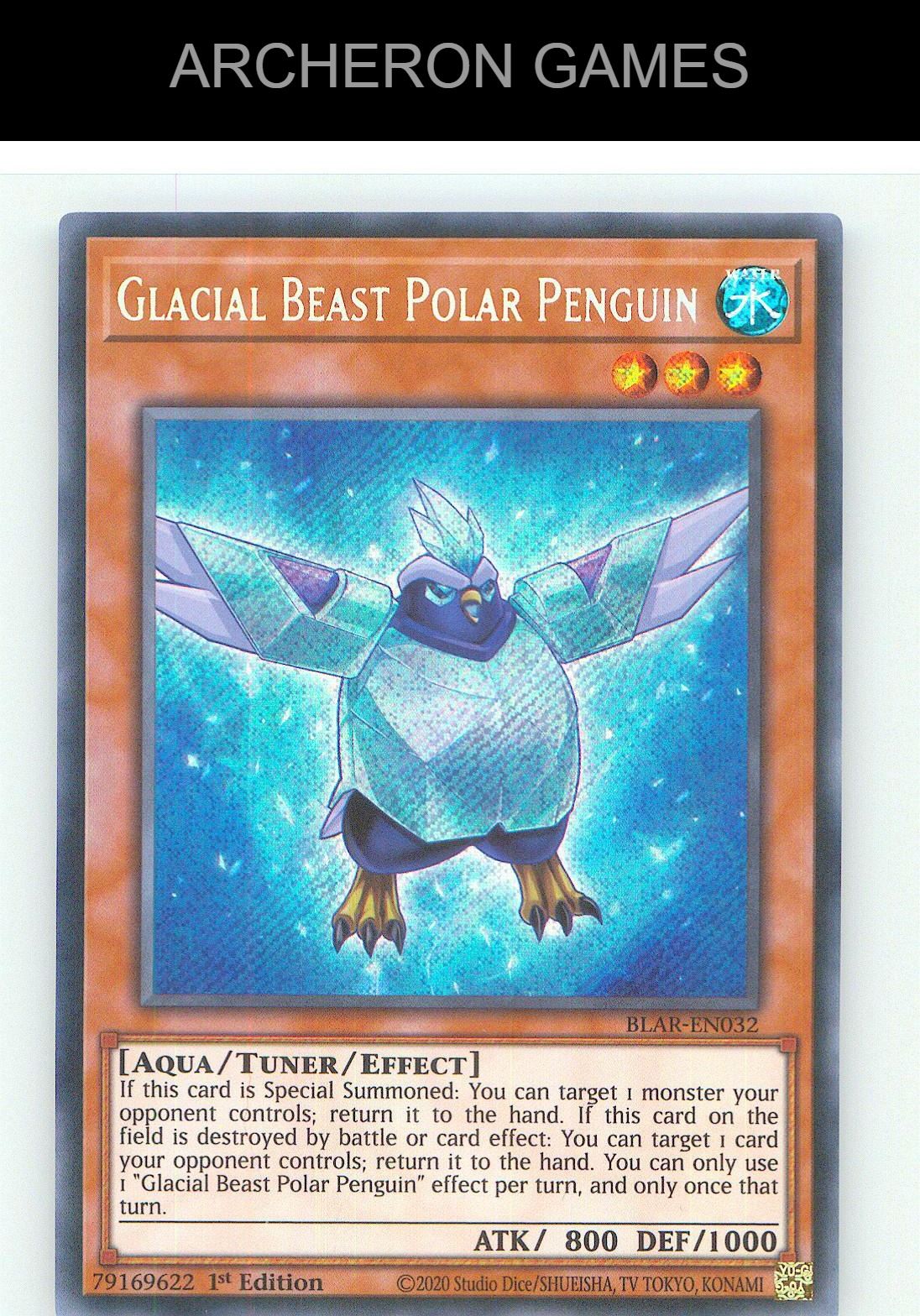 Glacial Beast Polar Penguin SEC YUGIOH Card 1st Edition