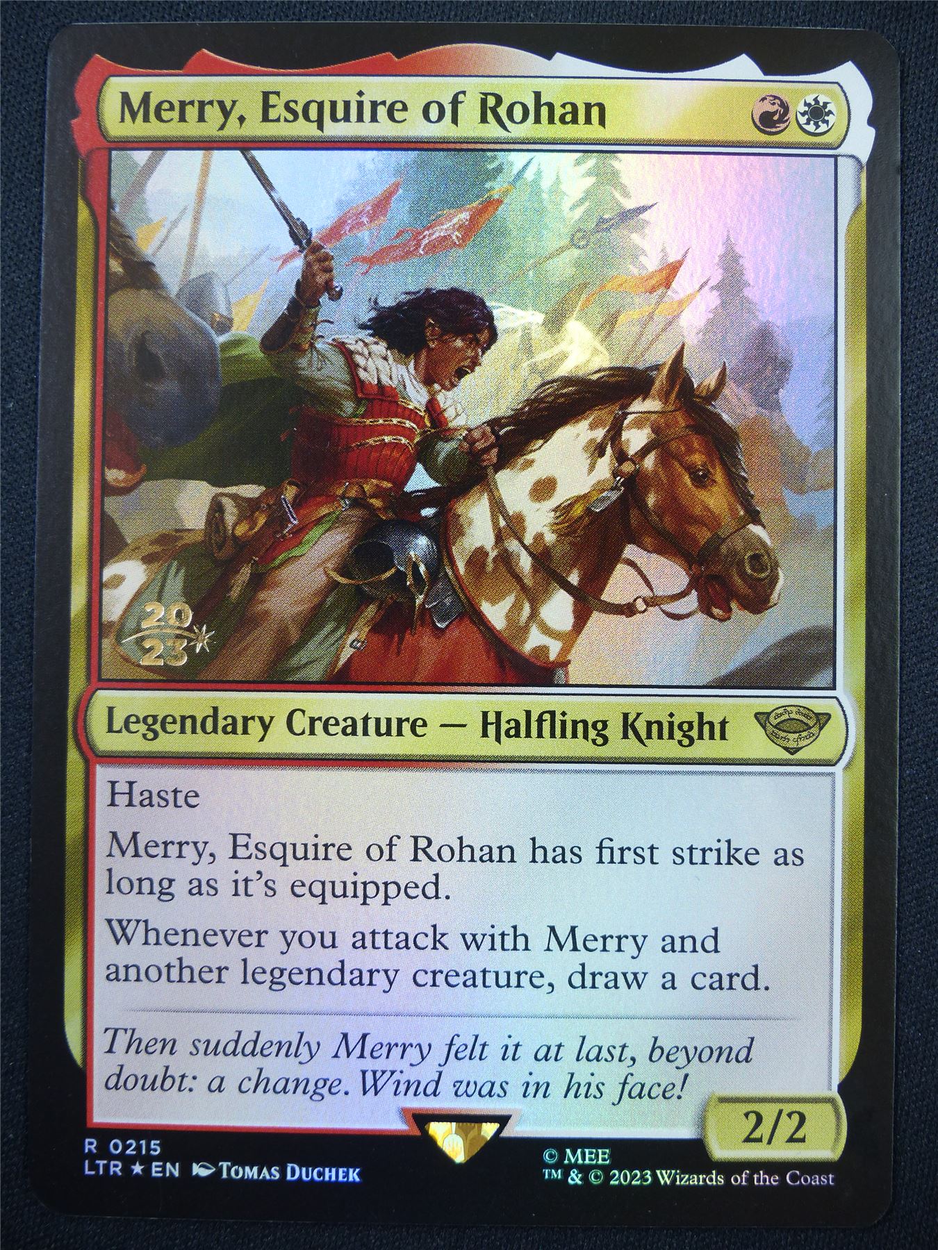 riders of rohan mtg card Merry Esquire of Rohan Pre-Release Promo Foil - LTR