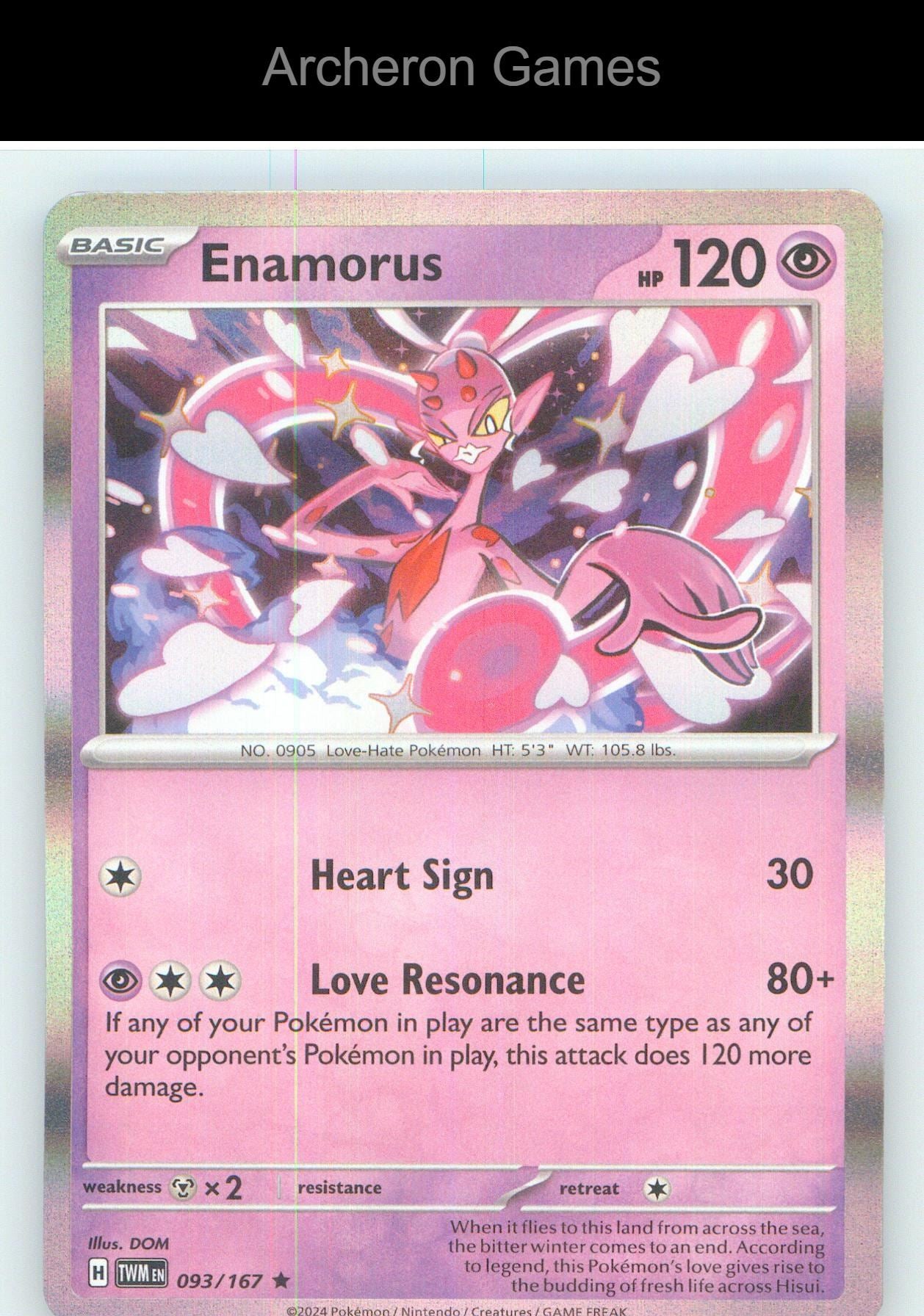 Pokemon Card Enamorus TWM 093/167 R Twilight Masquerade Holo