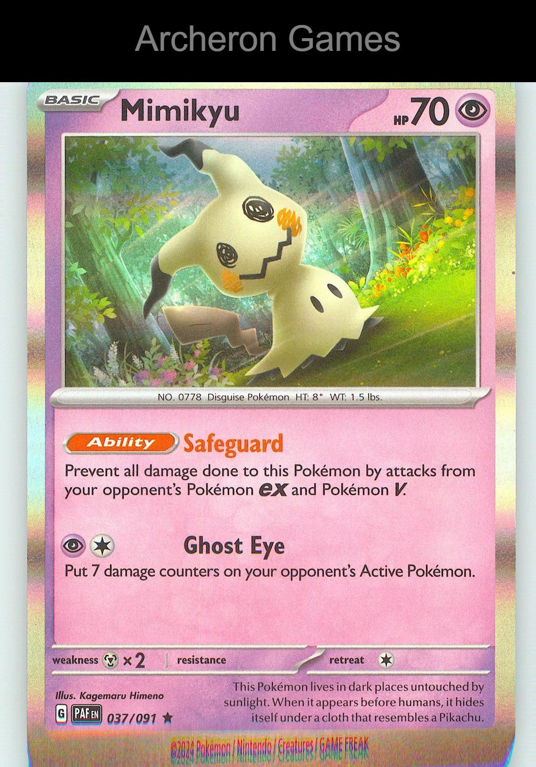 Pokemon Card Mimikyu PAF 037/091 R Paldean Fates Holo
