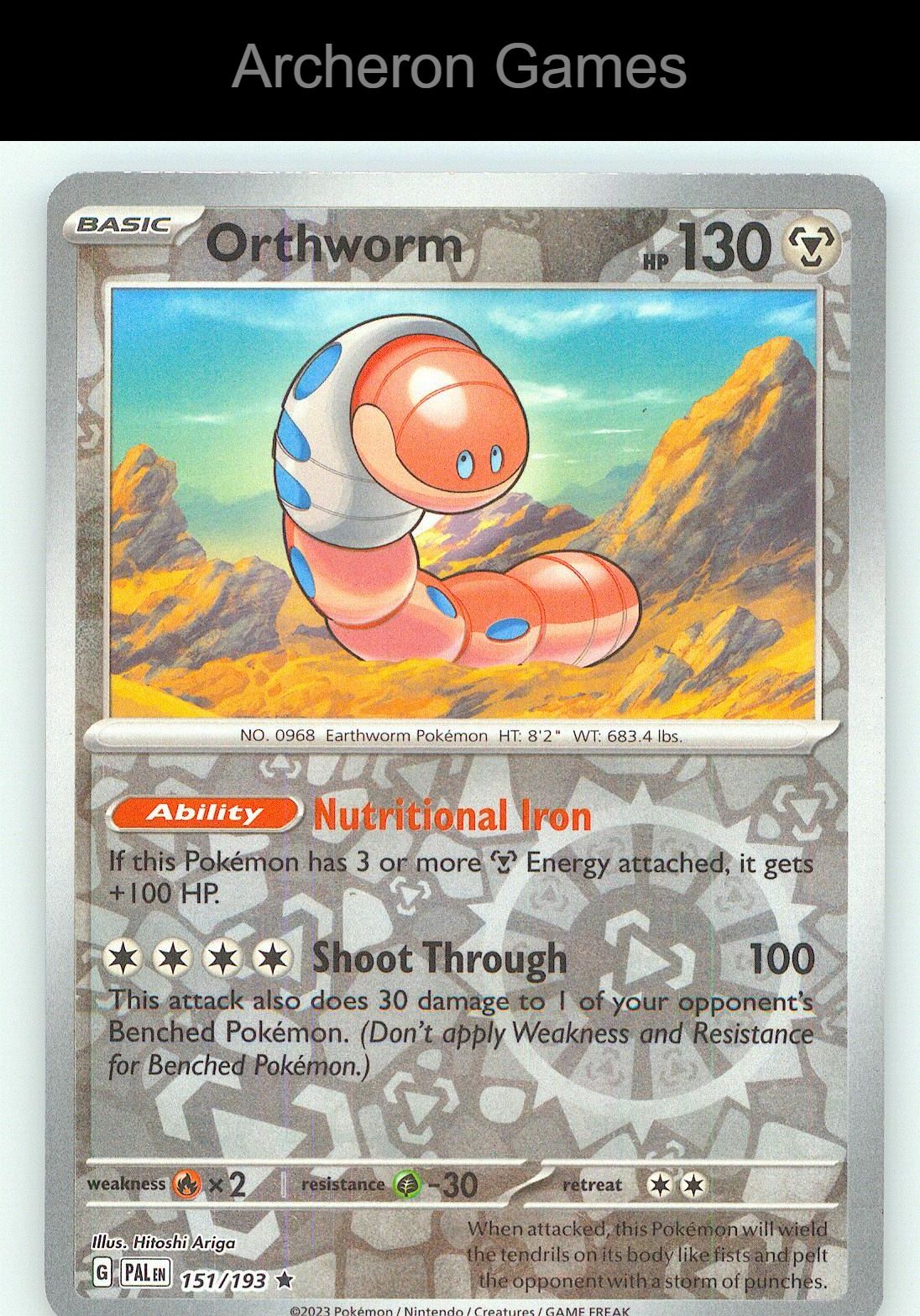 Pokemon Card Orthworm PAL 151/193 R Paldea Evolved Reverse Holo