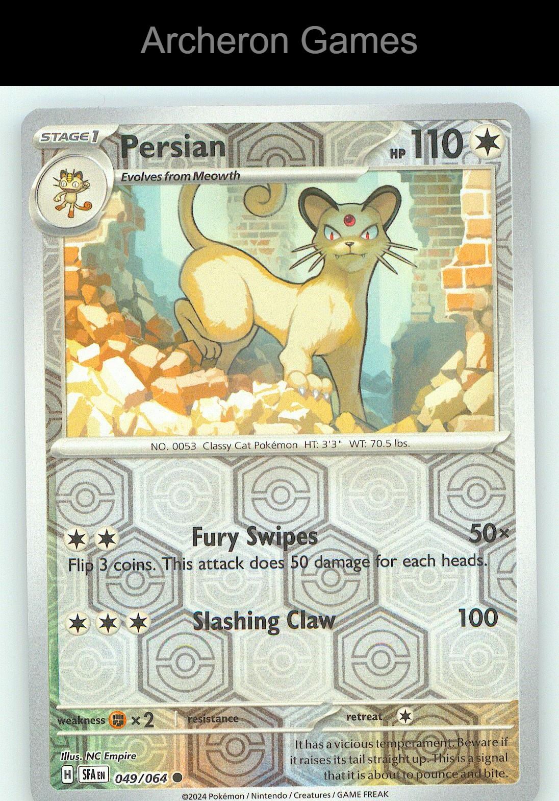 Pokemon Card Persian SFA 049/064 C Shrouded Fable Reverse Holo