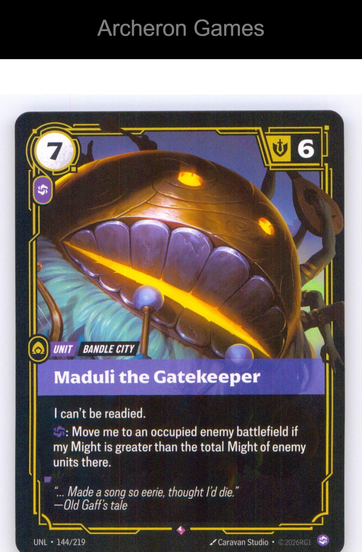Maduli the Gatekeeper UNL 144/219 R Unleashed Riftbound Card