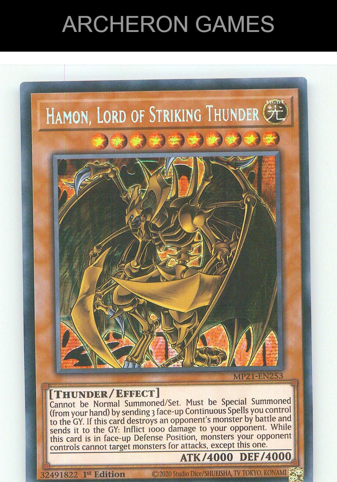 Hamon, Lord of Striking Thunder Prismatic Secret Rare YUGIOH Card 1st Edition