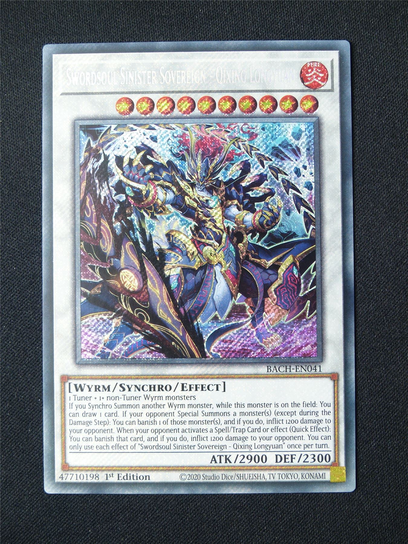 Swordsoul Sinister Sovereign - Qixing Longyuan BACH 3Secret Rare - 1st ed Yugioh Card #1UQ