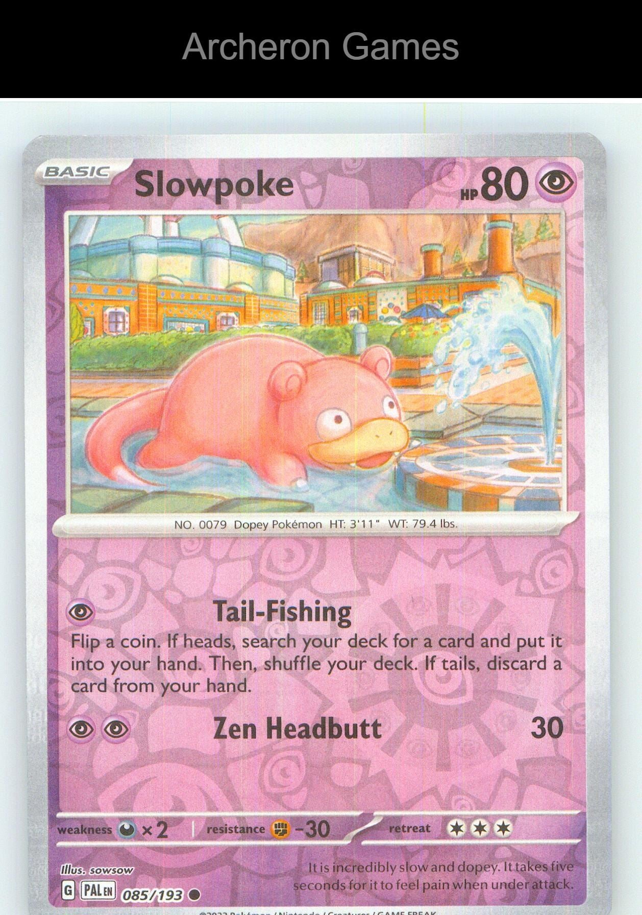 Pokemon Card Slowpoke PAL 085/193 C Paldea Evolved Reverse Holo