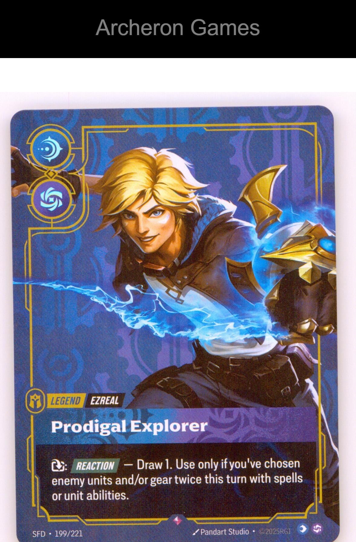 Ezreal - Prodigal Explorer SFD 199/221 R Spiritforged Riftbound Card