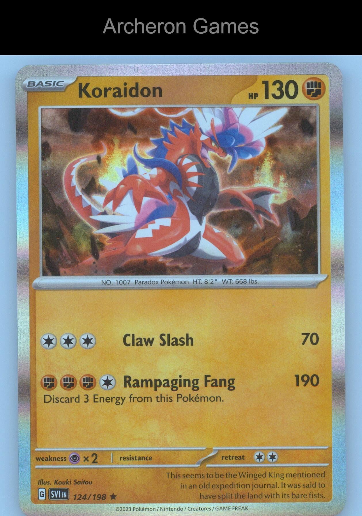 Pokemon Card Koraidon SVI 124/198 R Scarlet & Violet Holo