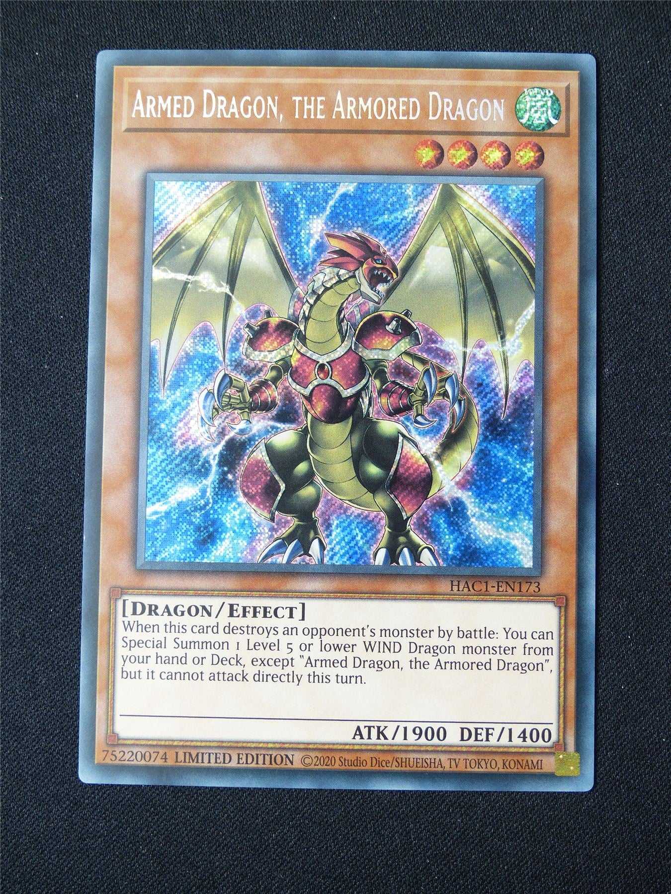 Armed Dragon The Armored Dragon HAC1 Secret Rare - lim ed Yugioh Card #1V3