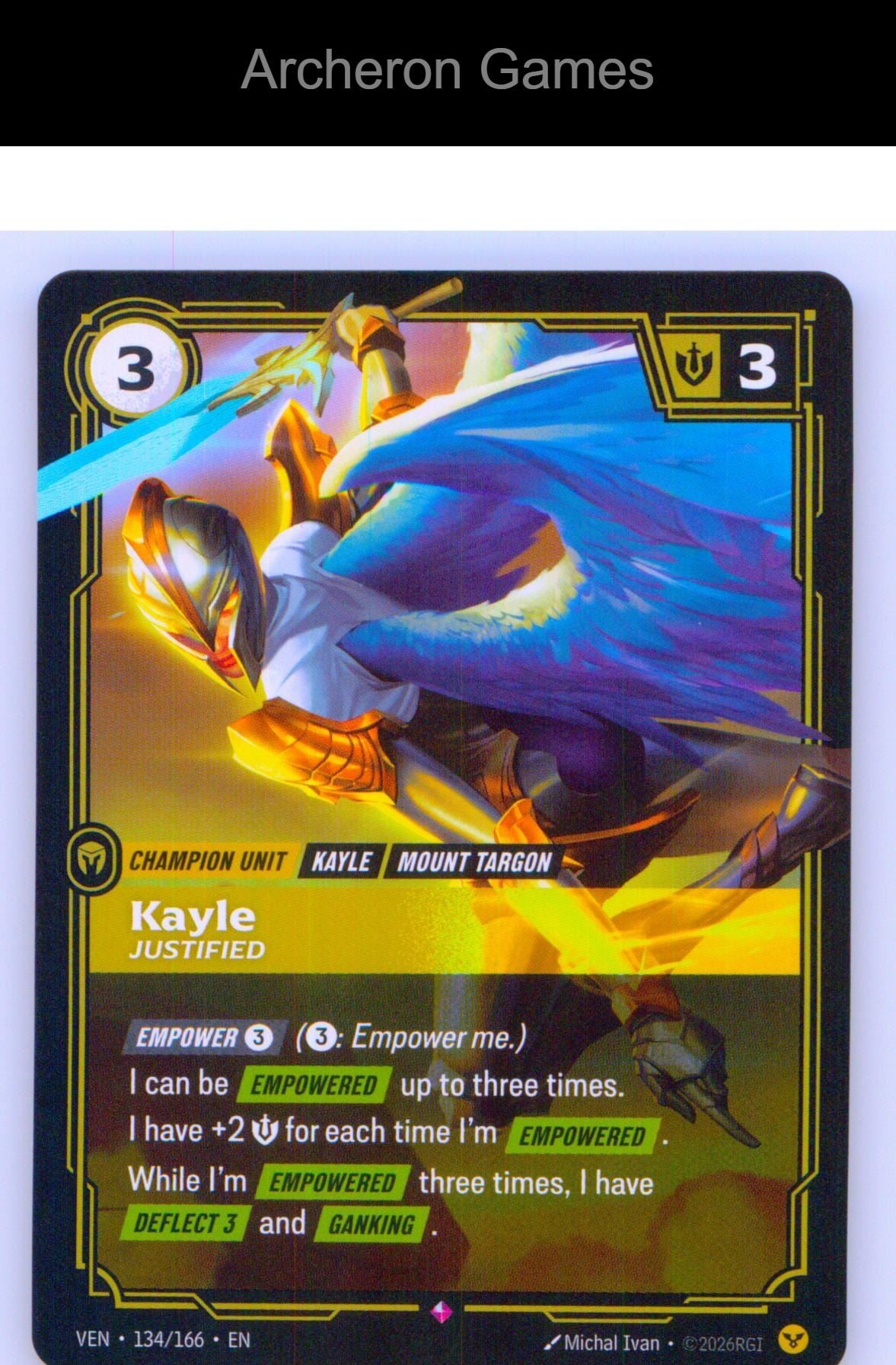 Kayle - Justified VEN 134/166 R Vendetta Riftbound Card