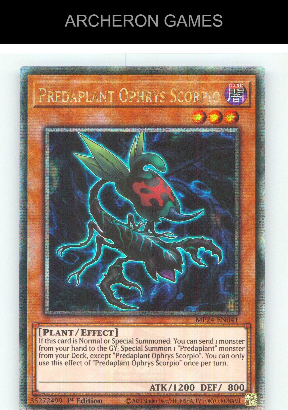 Predaplant Ophrys Scorpio (Quarter Century Secret Rare) YUGIOH Card 1st Edition