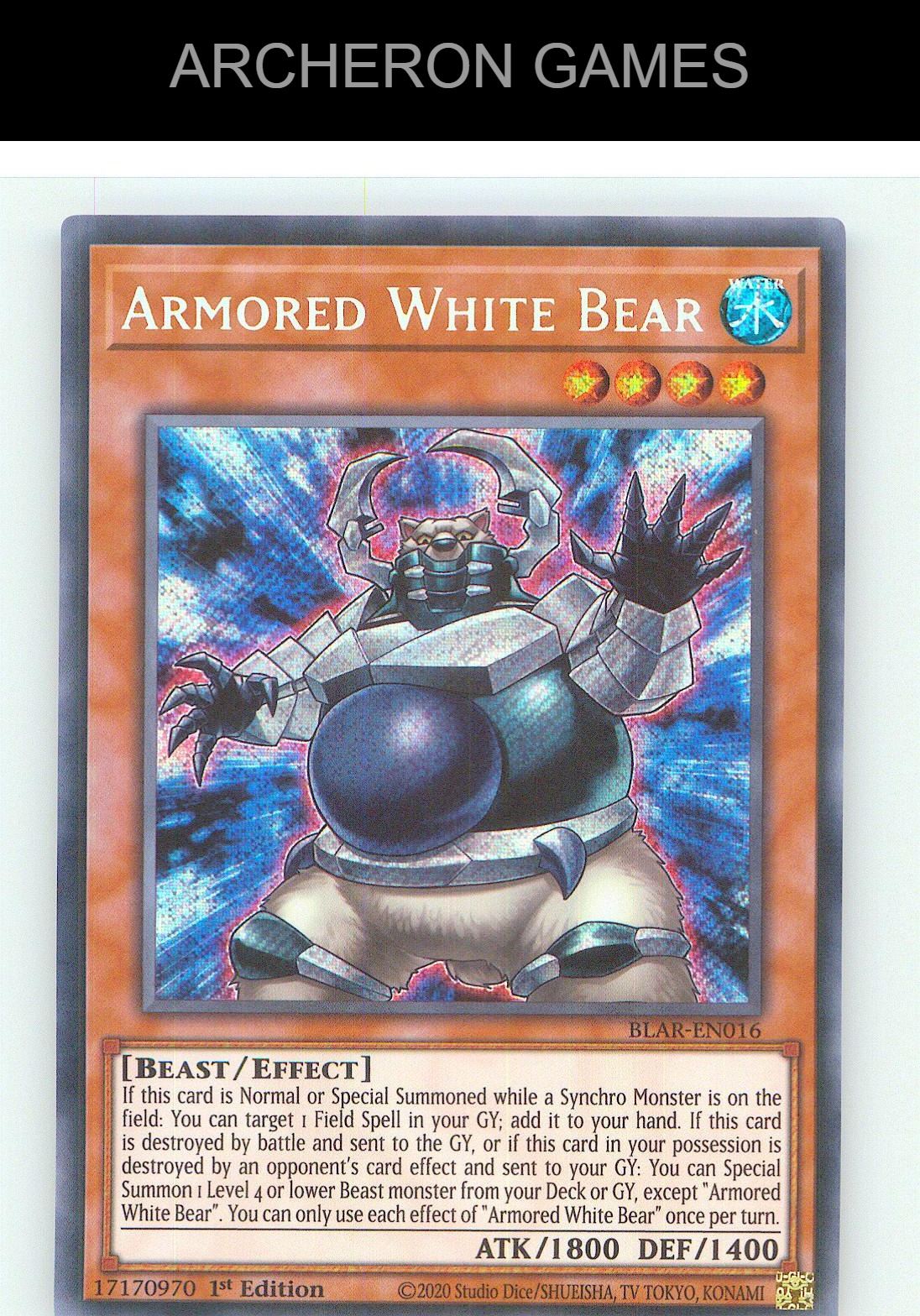 Armored White Bear SEC YUGIOH Card 1st Edition