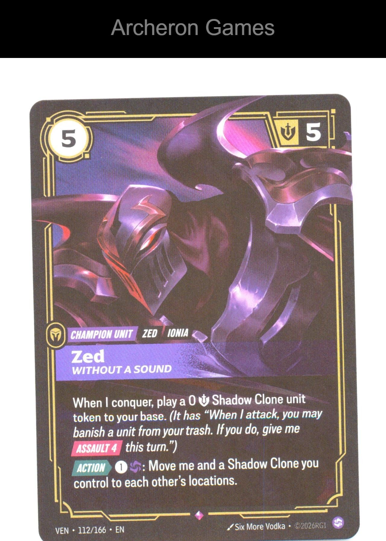 Zed - Without a Sound VEN 112/166 R Vendetta Riftbound Card Foil