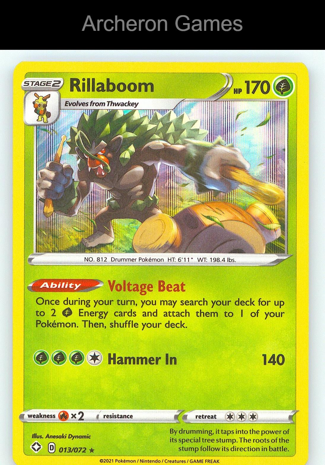 Pokemon Card Rillaboom SHF 013/072 Line Holo R Shining Fates