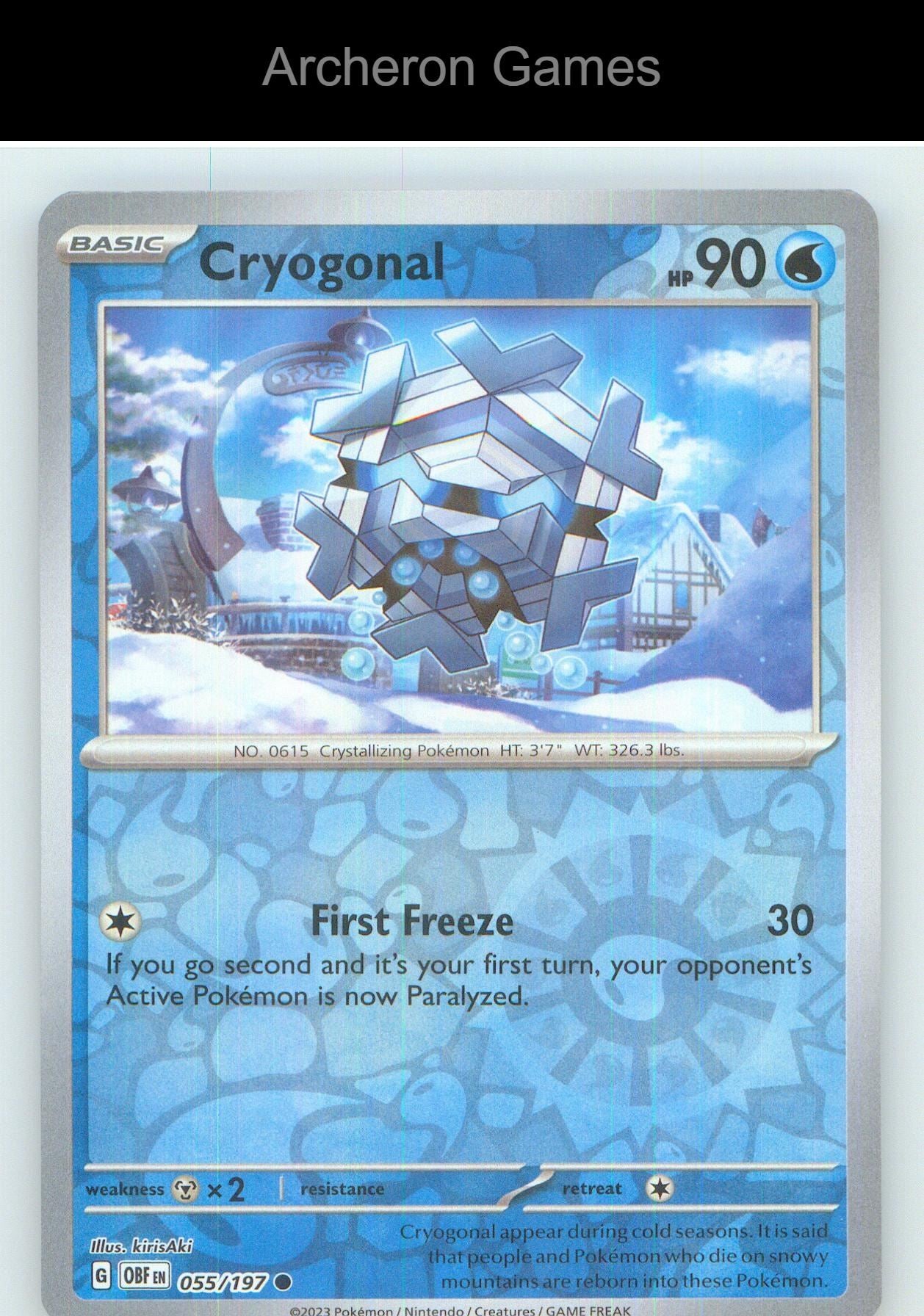 Pokemon Card Cryogonal OBF 055/197 C Obsidian Flames Reverse Holo