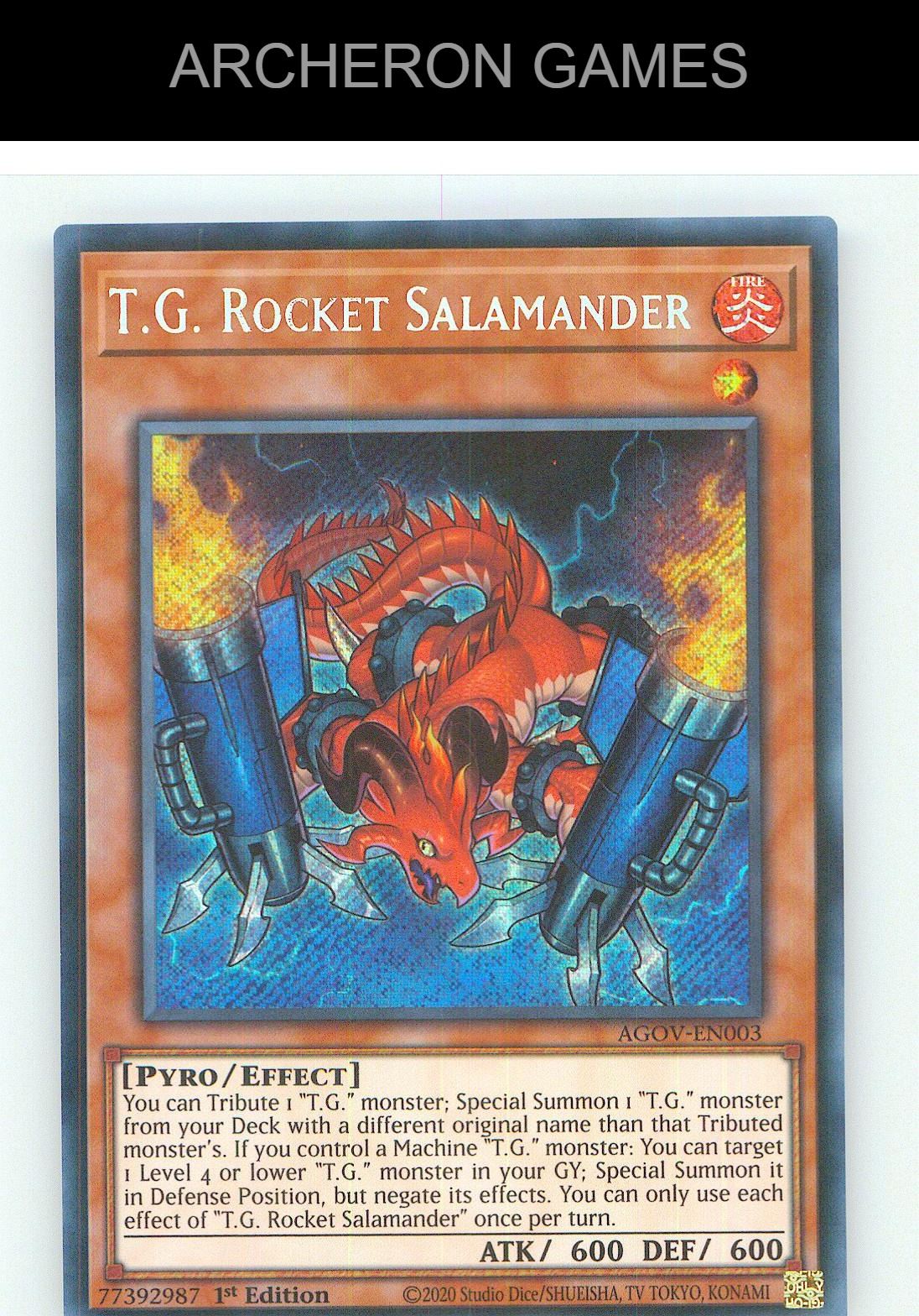 T.G. Rocket Salamander SEC YUGIOH Card 1st Edition