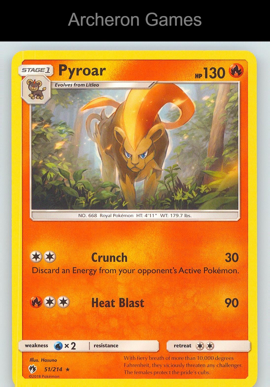 Pokemon Card Pyroar LOT 51/214 R Lost Thunder