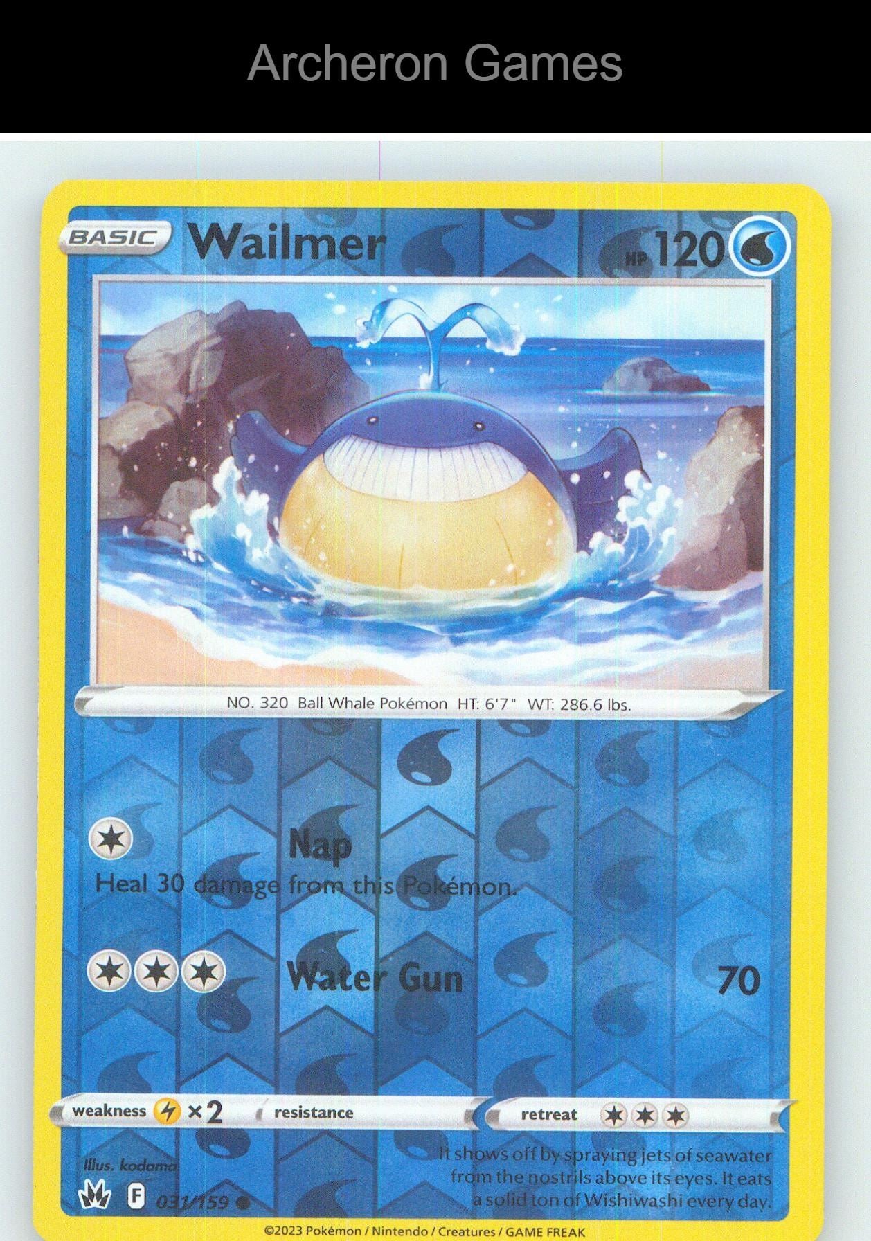 Pokemon Card Wailmer CRZ 031/159 C Crown Zenith Reverse Holo