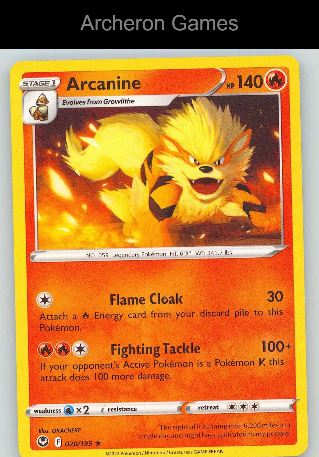 Pokemon Card Arcanine SIT 020/195 R Silver Tempest
