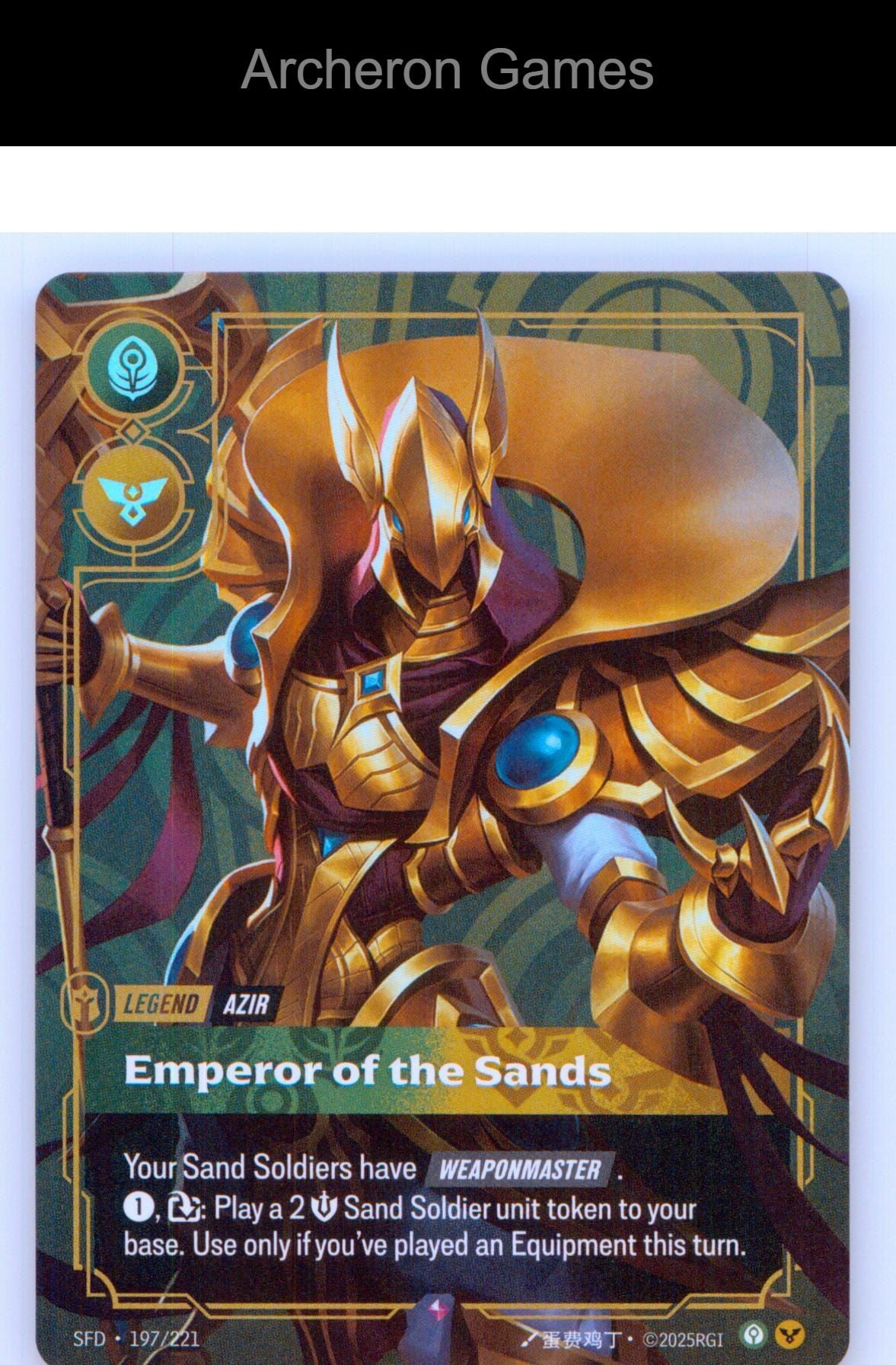Azir - Emperor of the Sands SFD 197/221 R Spiritforged Riftbound Card