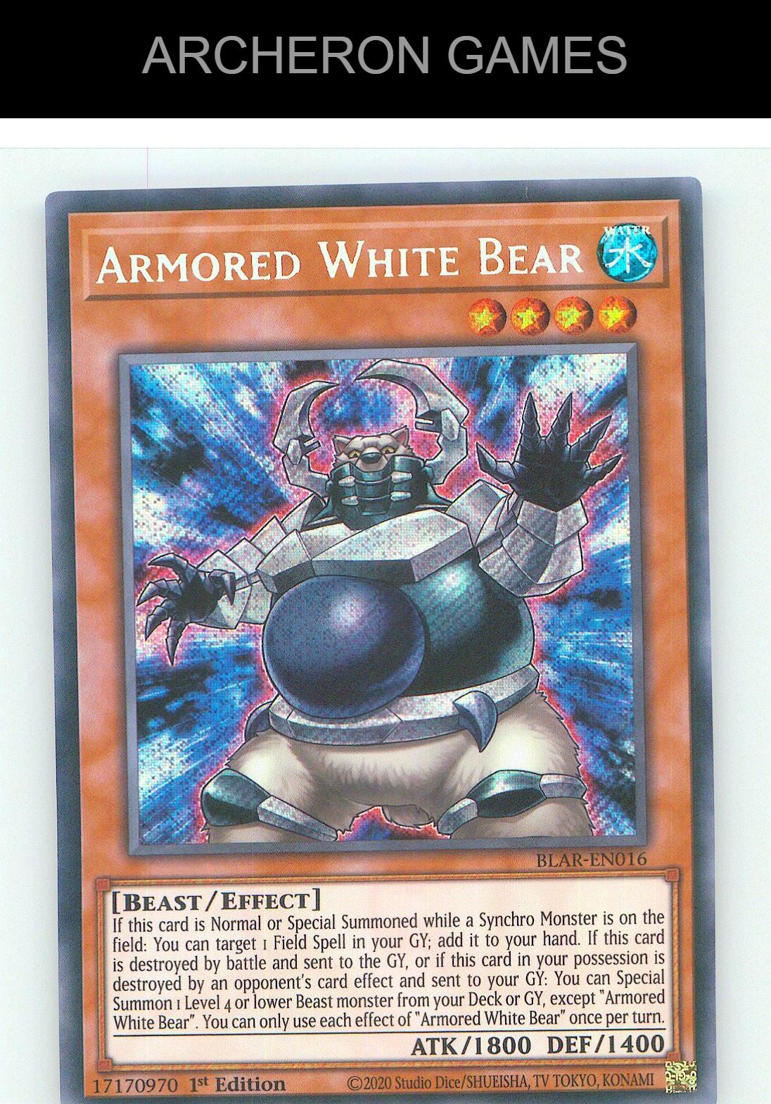 Armored White Bear SEC YUGIOH Card 1st Edition