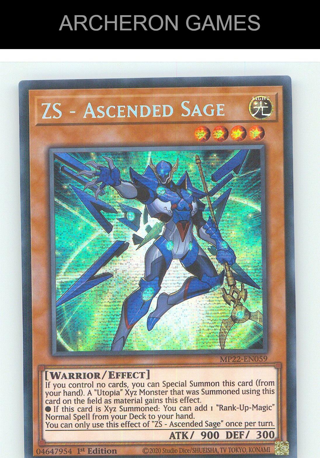 ZS - Ascended Sage Prismatic Secret Rare YUGIOH Card 1st Edition