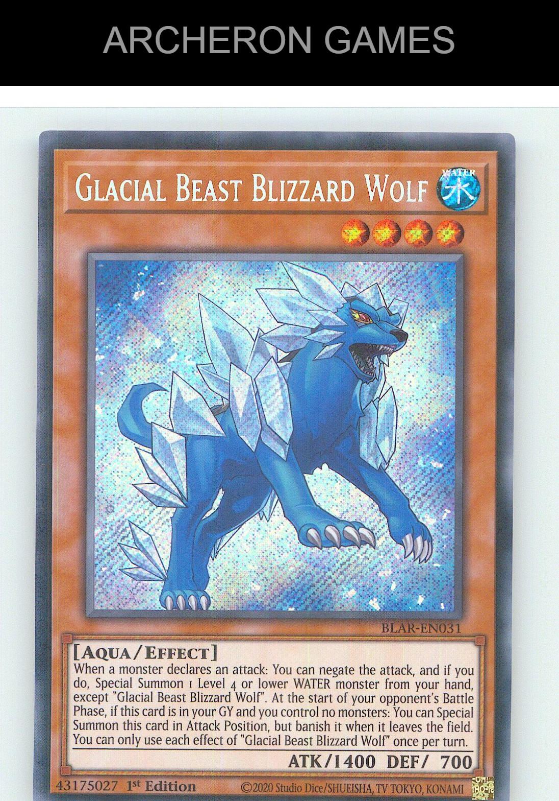 Glacial Beast Blizzard Wolf SEC YUGIOH Card 1st Edition