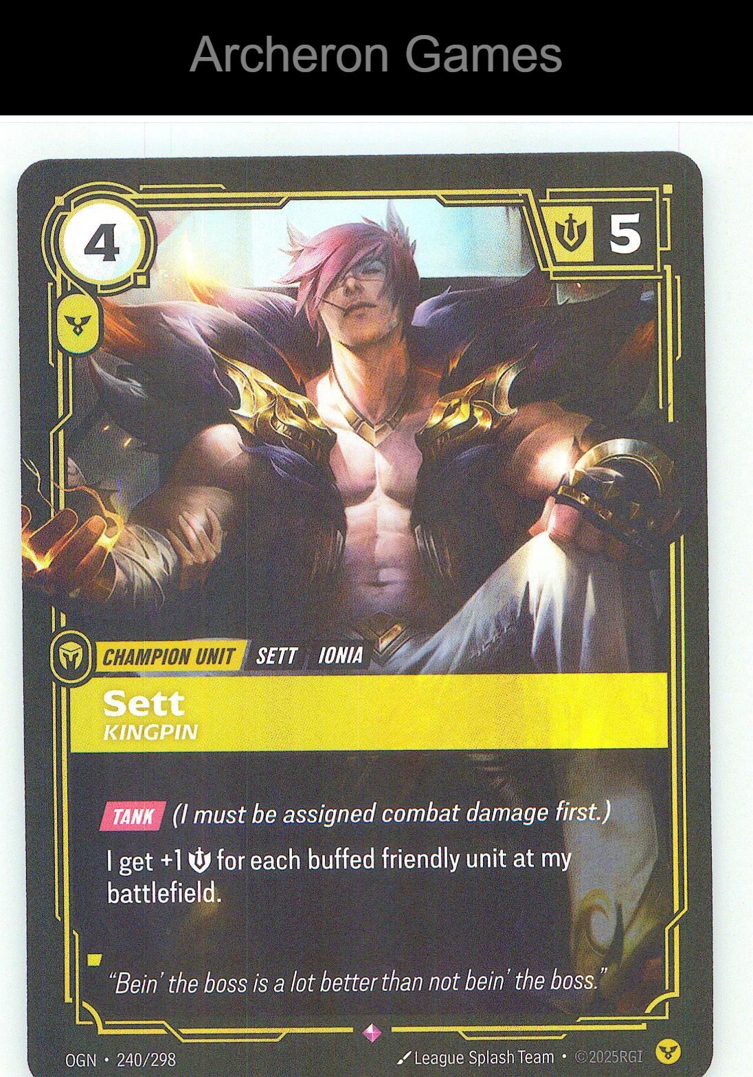 Sett - Kingpin OGN 240/298 R Origins Riftbound Card