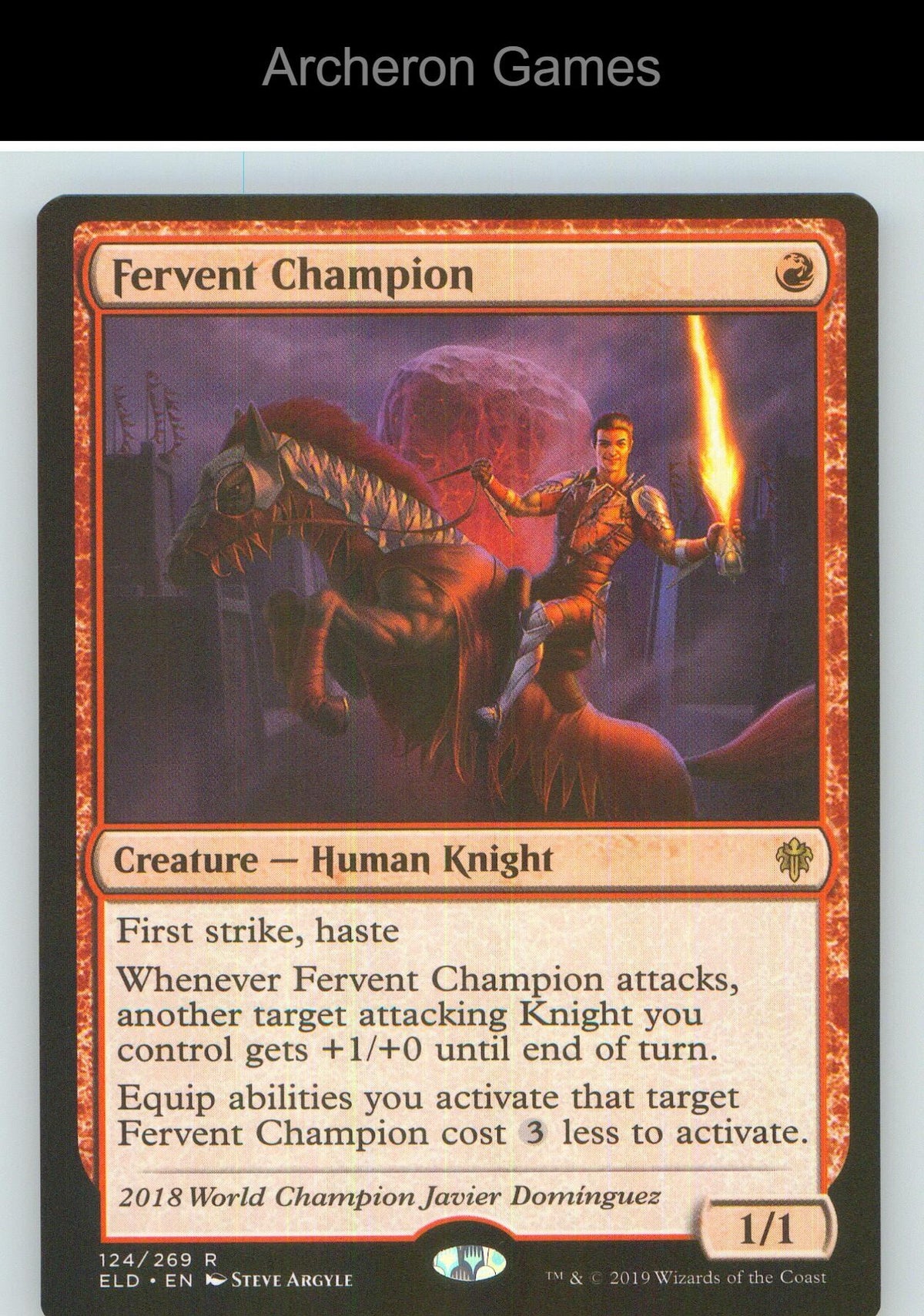 Fervent Champion ELD 124 R MTG Card NM/EX+