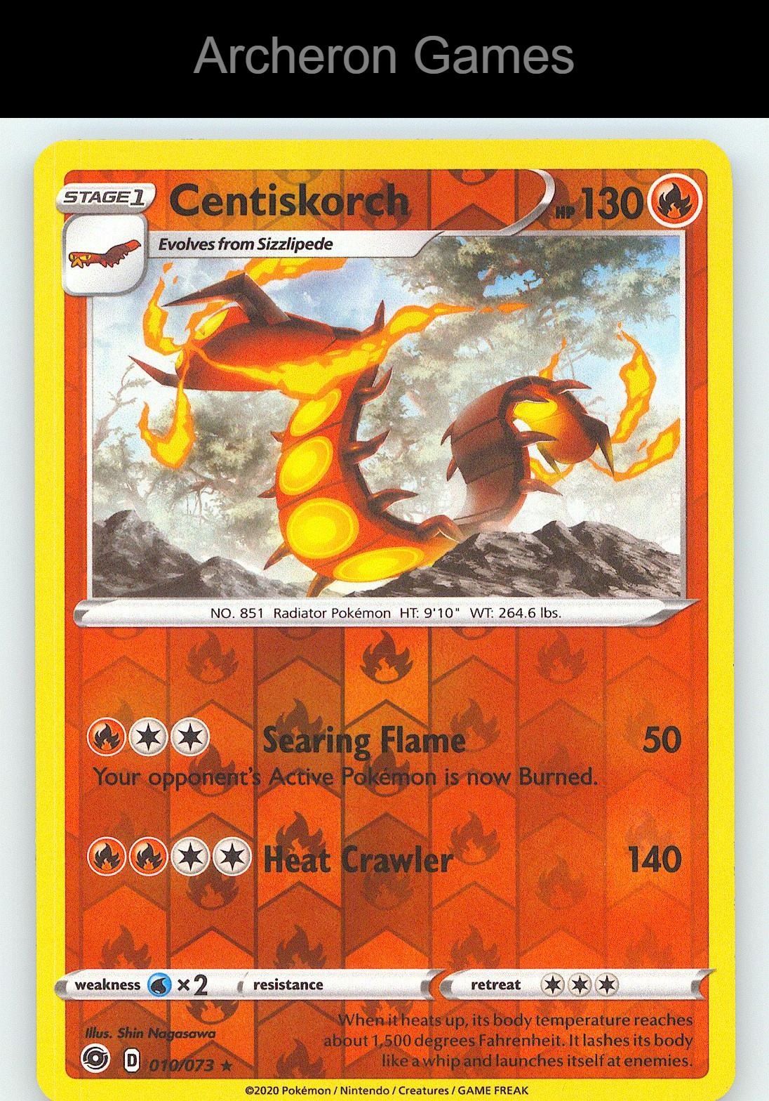 Pokemon Card Centiskorch CPA 010/073 R Champion's Path Reverse Holo