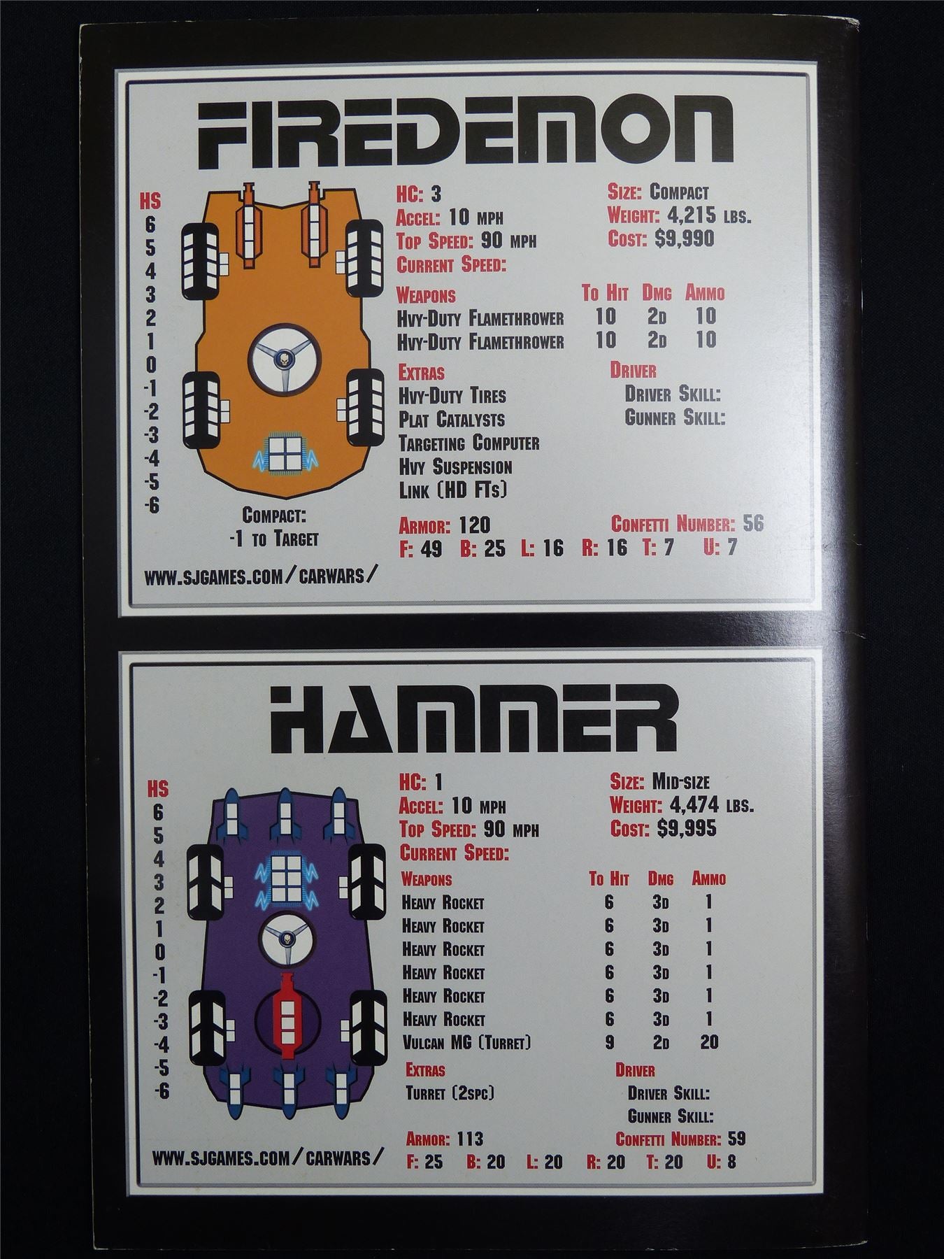 Car Wars Division 10 Set 1: Firedemon vs Hammer - Roleplay Booklet #NC
