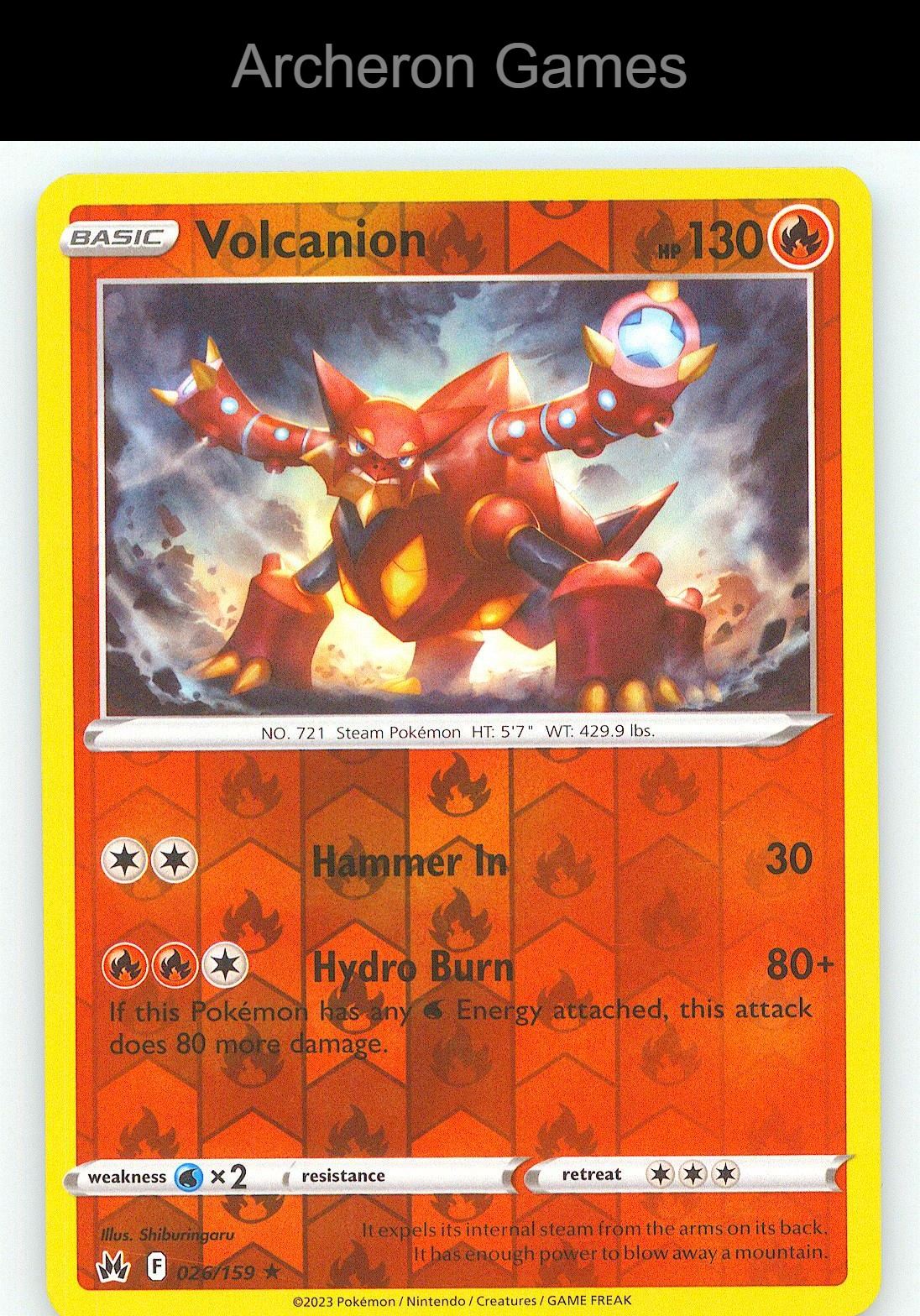 Pokemon Card Volcanion CRZ 026/159 R Crown Zenith Reverse Holo