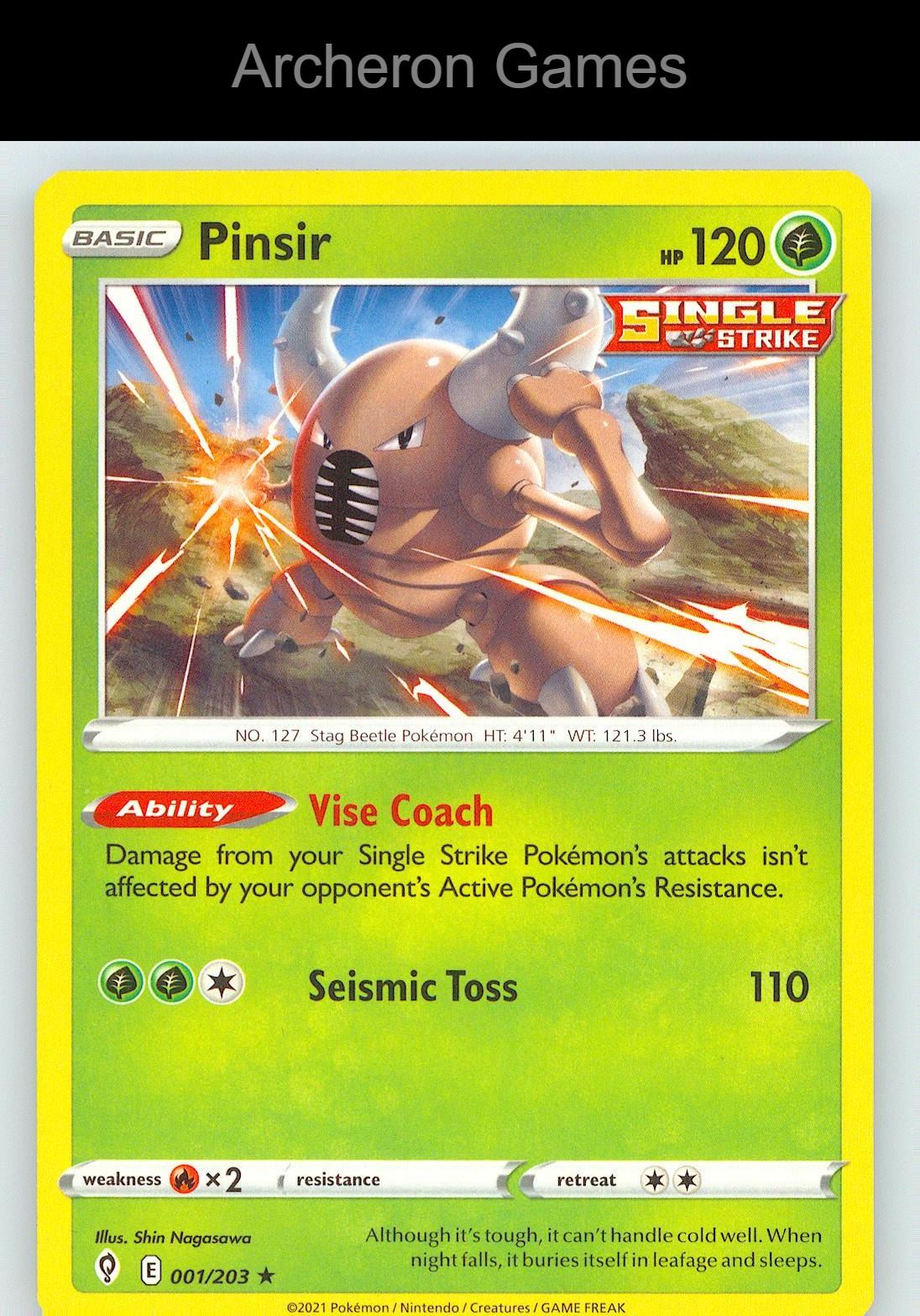 Pokemon Card Pinsir EVS 001/203 R Evolving Skies