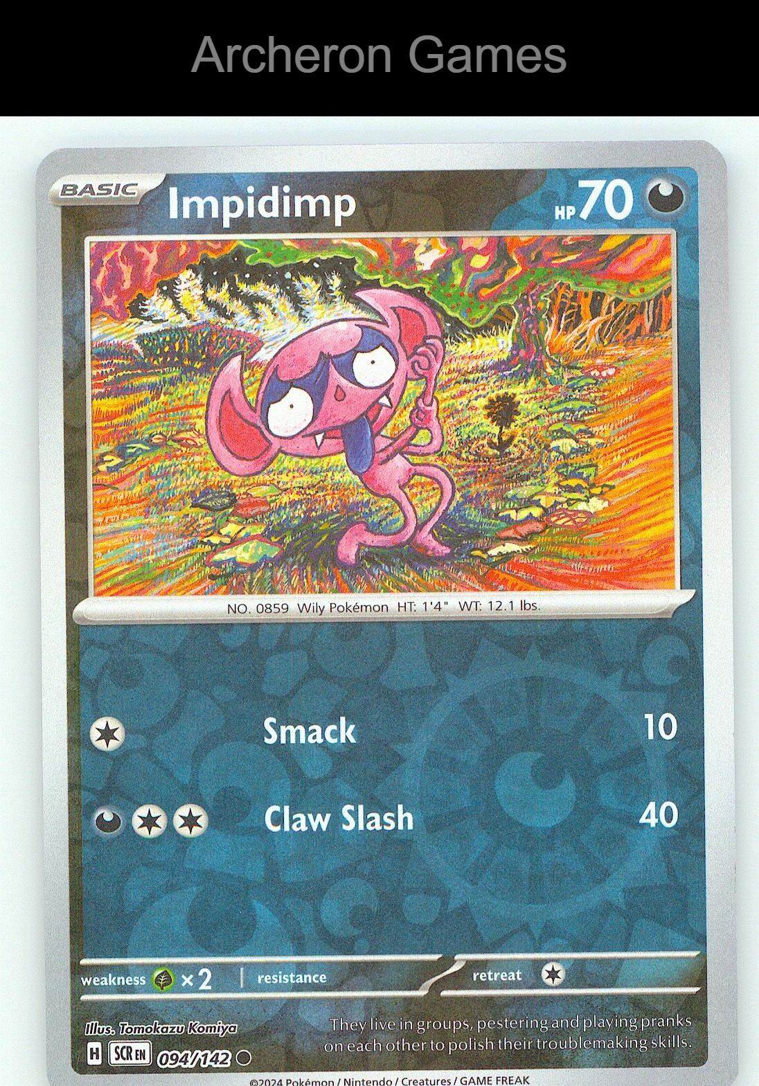 Pokemon Card Impidimp SCR 094/142 C Stellar Crown Reverse Holo