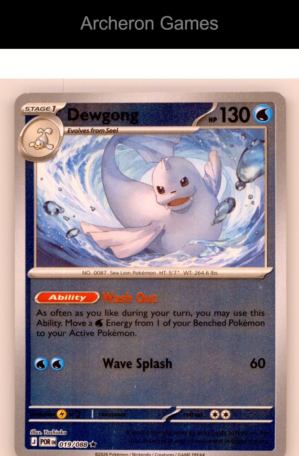 Pokemon Card Dewgong ME03 019/088 R Perfect Order Reverse Holo