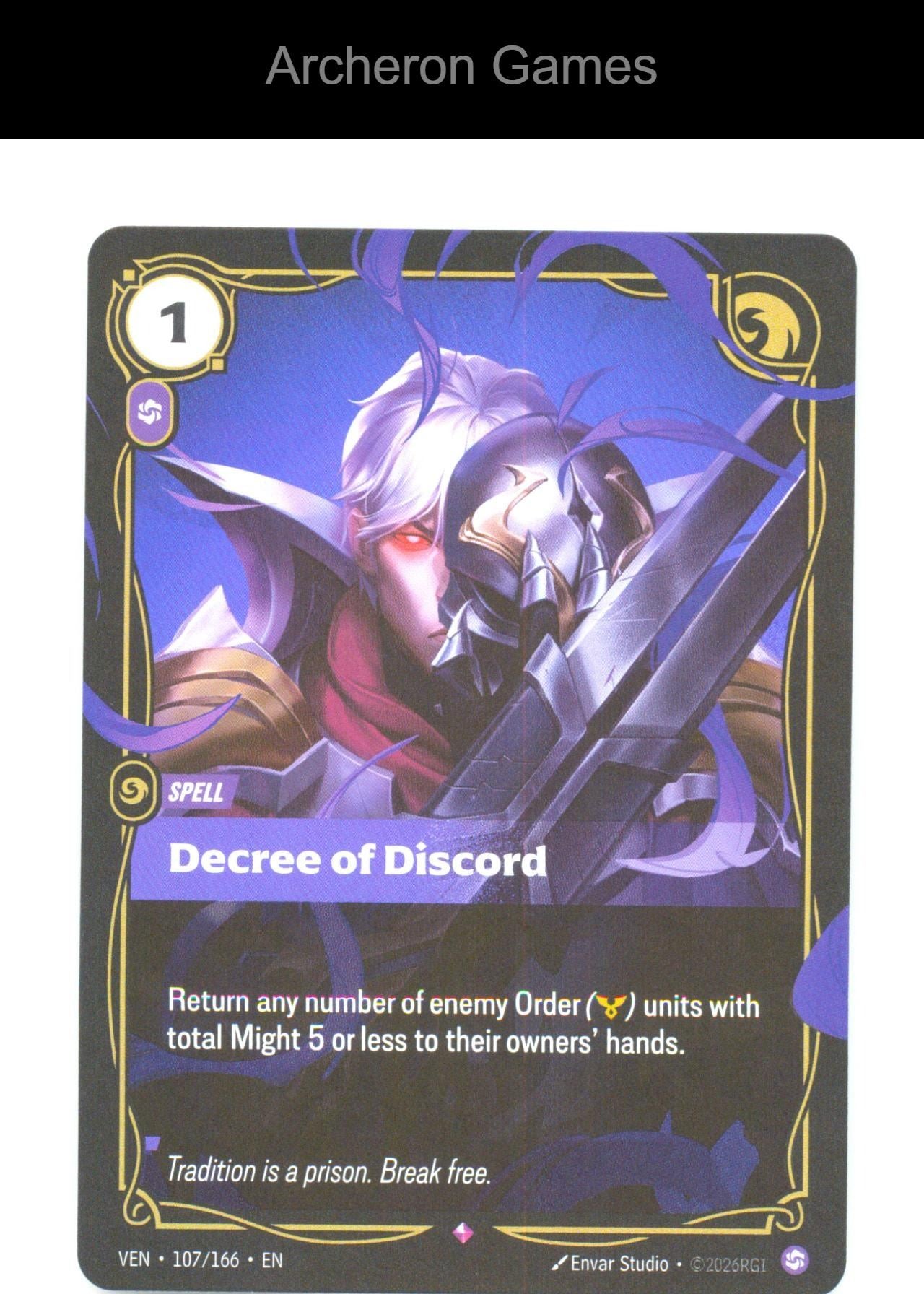 Decree of Discord VEN 107/166 R Vendetta Riftbound Card Foil