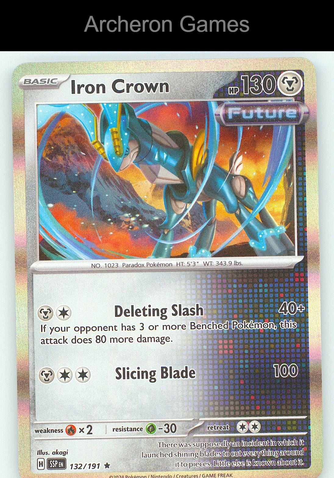 Pokemon Card Iron Crown SSP 132/191 R Surging Sparks Holo