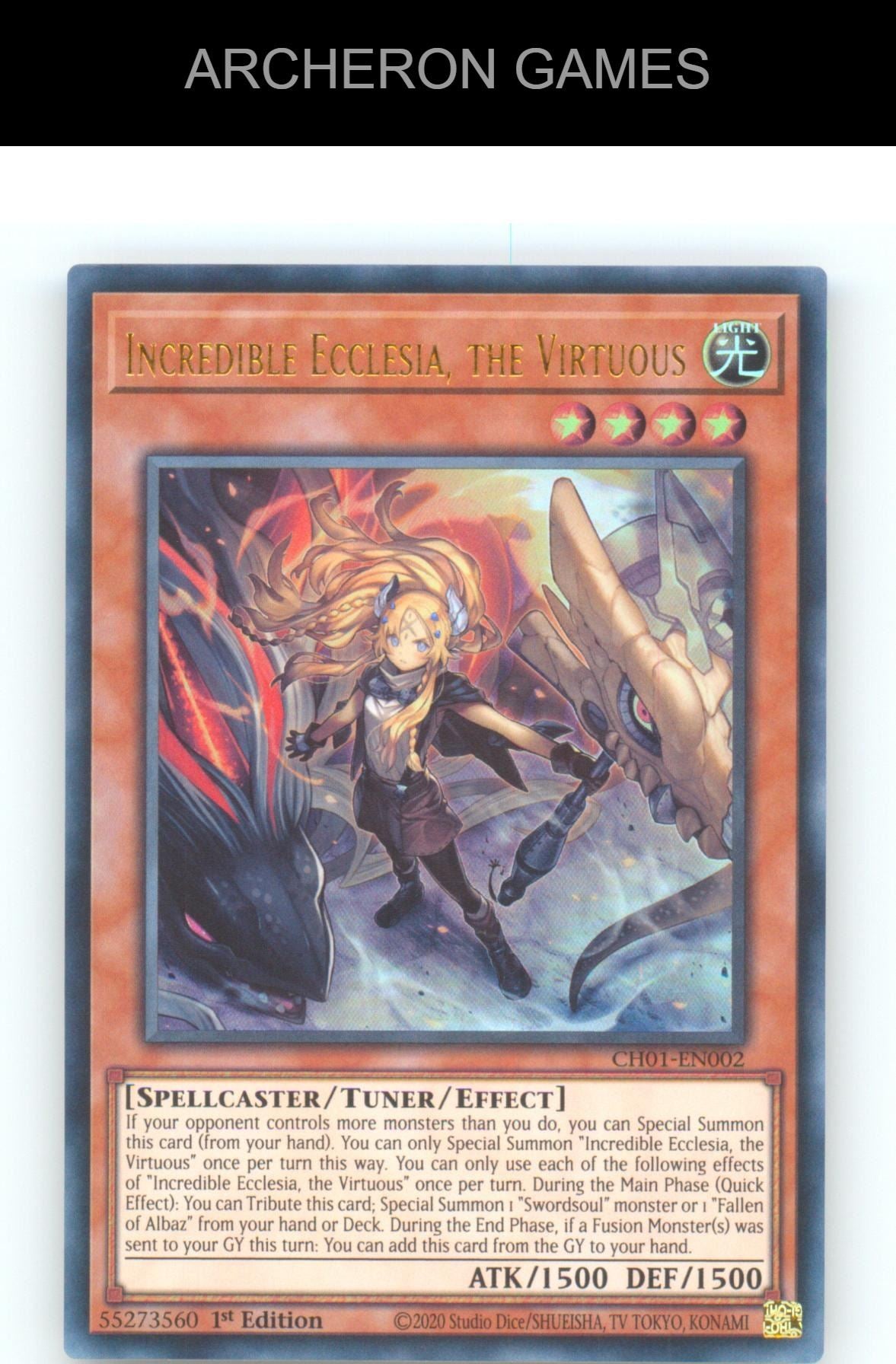 Incredible Ecclesia, the Virtuous Ultra Rare YUGIOH Card 1st Edition