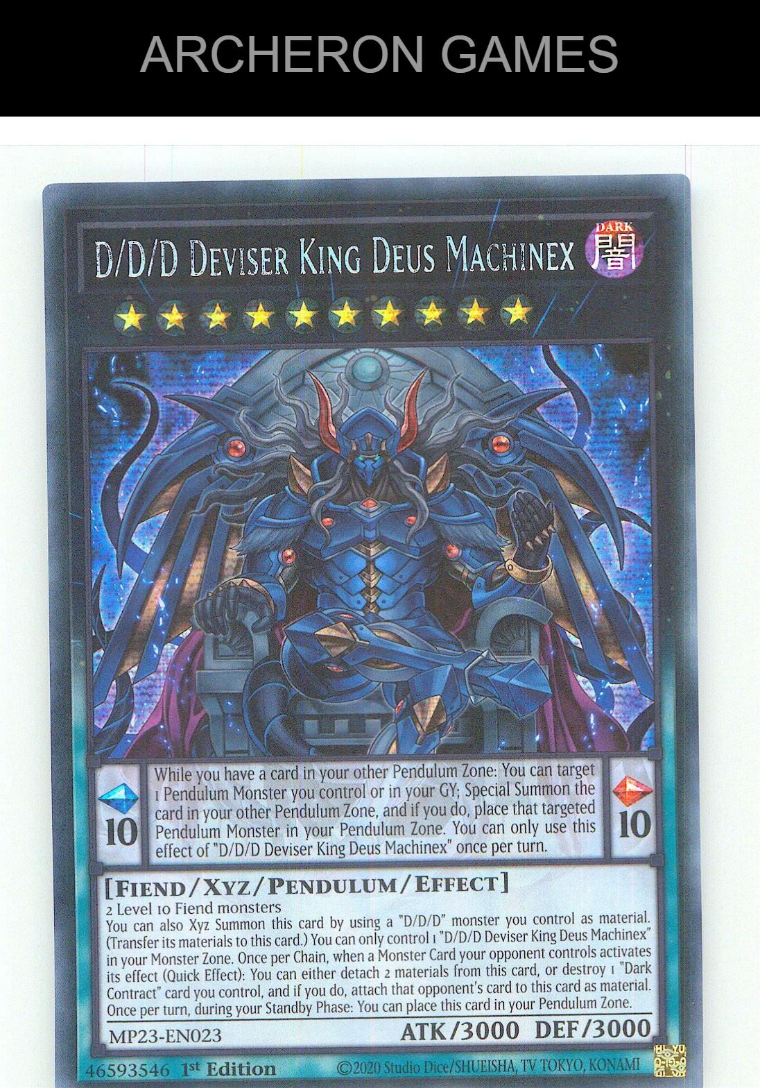 D/D/D Deviser King Deus Machinex Prismatic Secret Rare YUGIOH Card 1st Edition