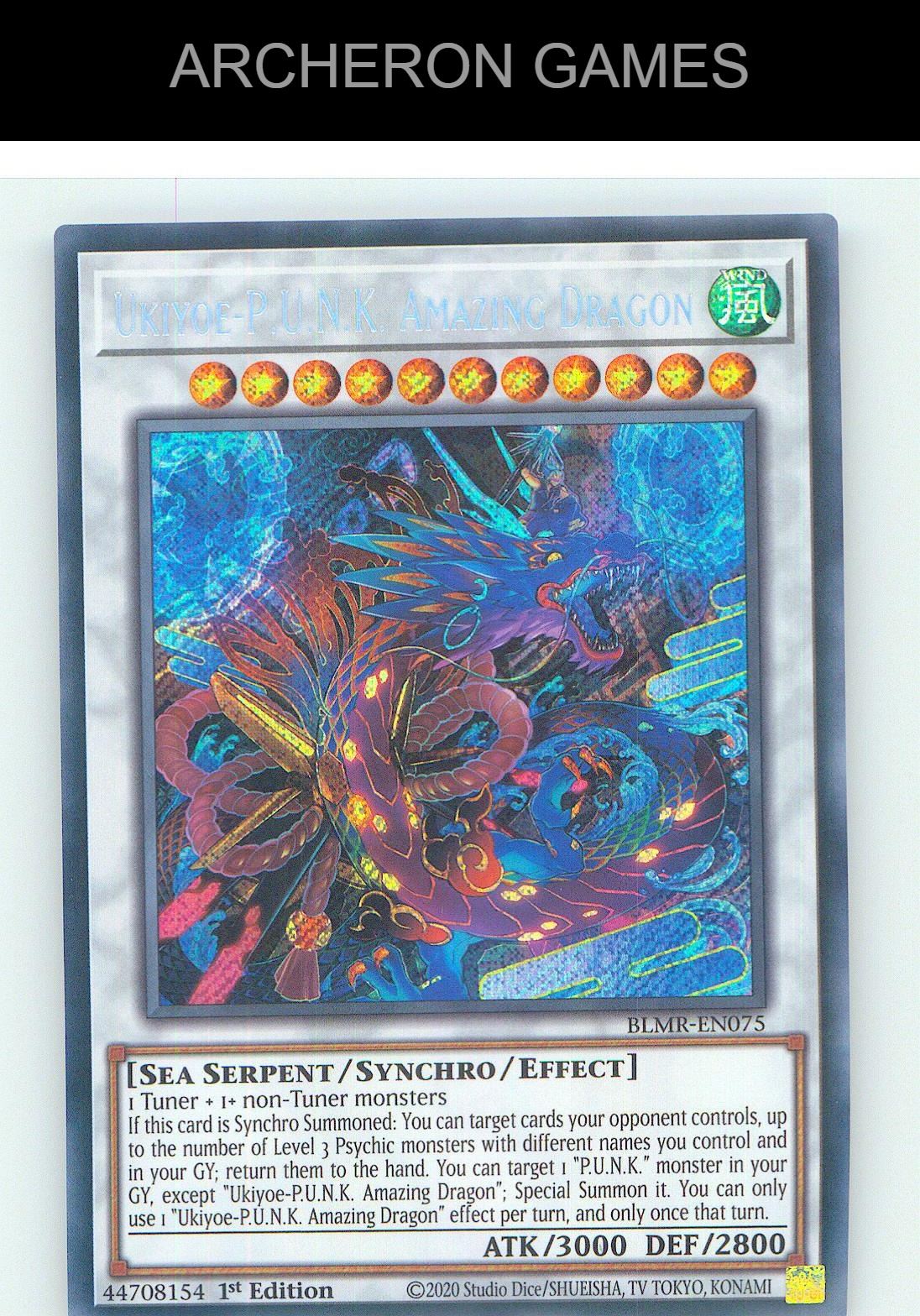Ukiyoe-P.U.N.K. Amazing Dragon SEC YUGIOH Card 1st Edition
