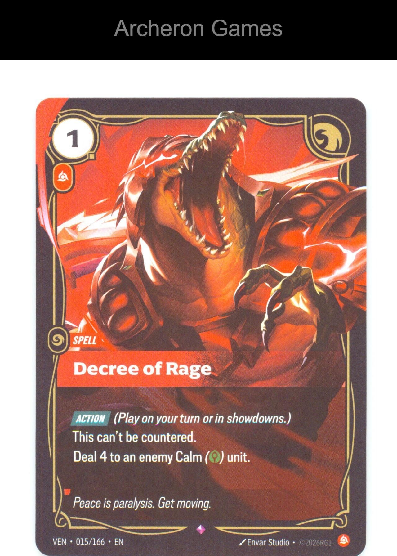 Decree of Rage VEN 015/166 R Vendetta Riftbound Card Foil