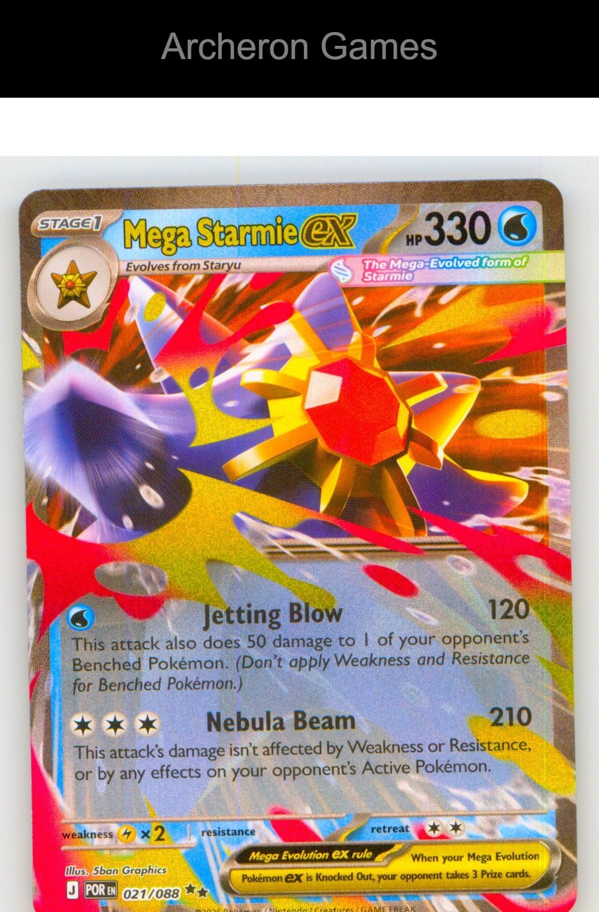 Pokemon Card Mega Starmie ex ME03 021/088 Double Rare Perfect Order Holo