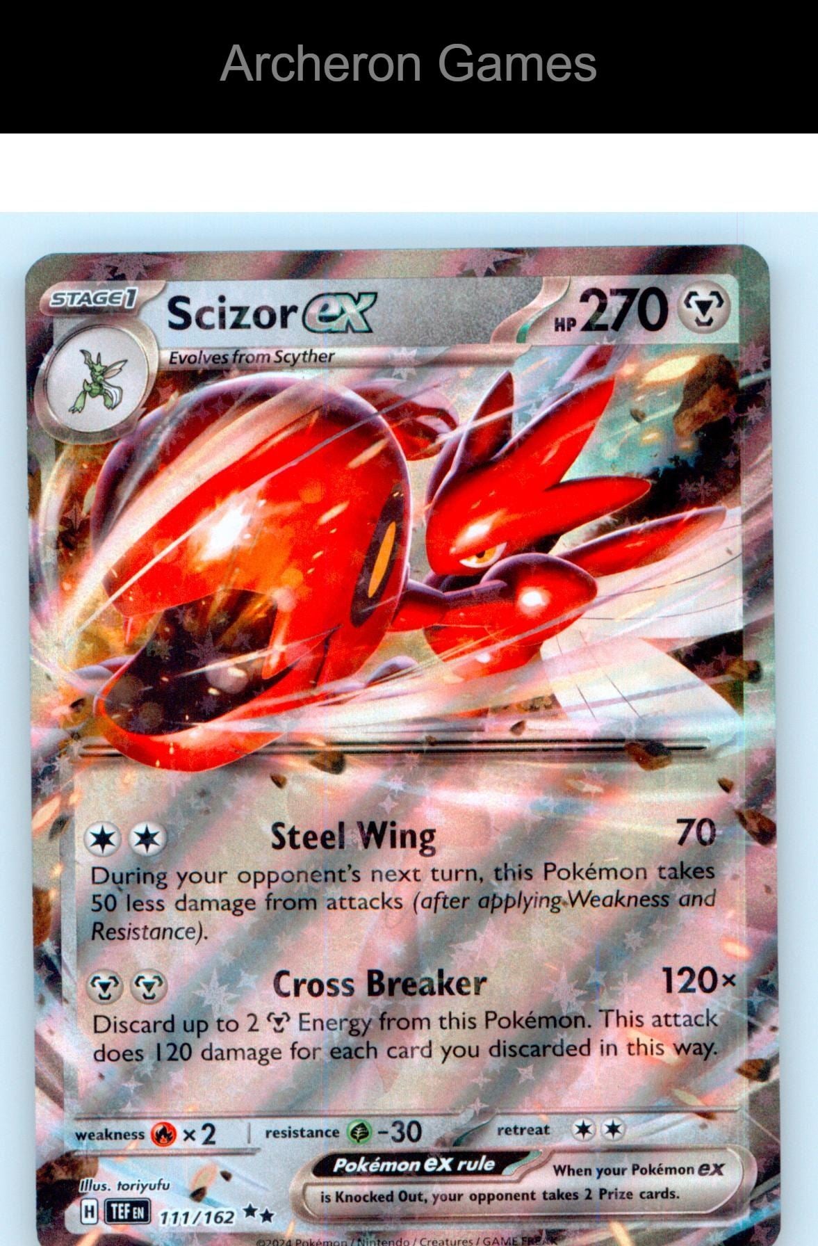 Pokemon Card Scizor ex TEF 111/162 Double Rare Temporal Forces Holo