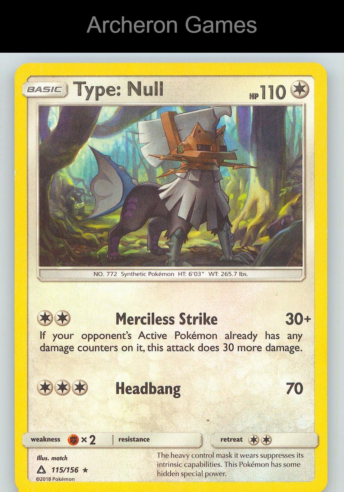 Pokemon Card Type: Null UPR 115/156 R Ultra Prism