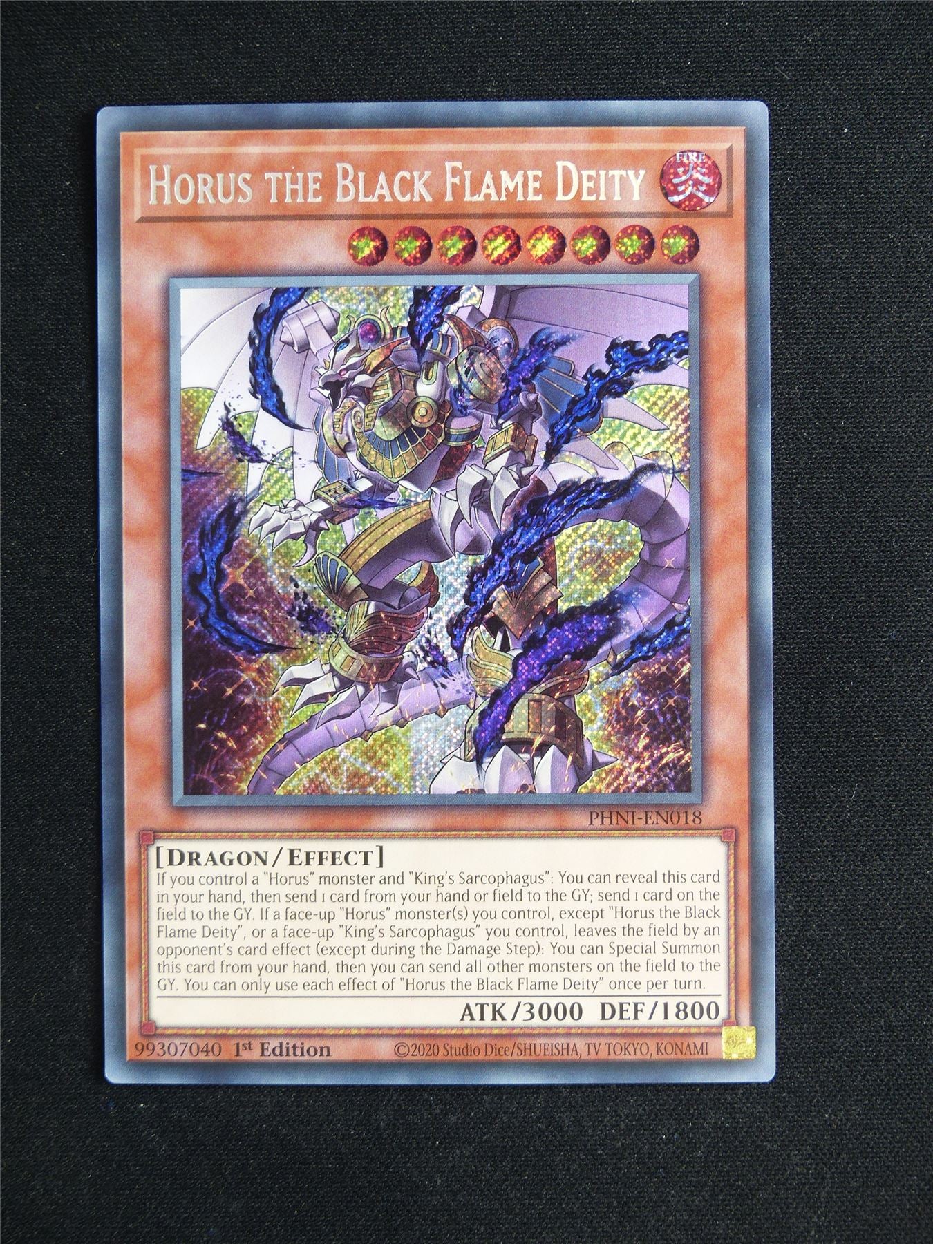 Horus the Black Flame Deity PHNI Secret Rare - 1st ed Yugioh Card #22J